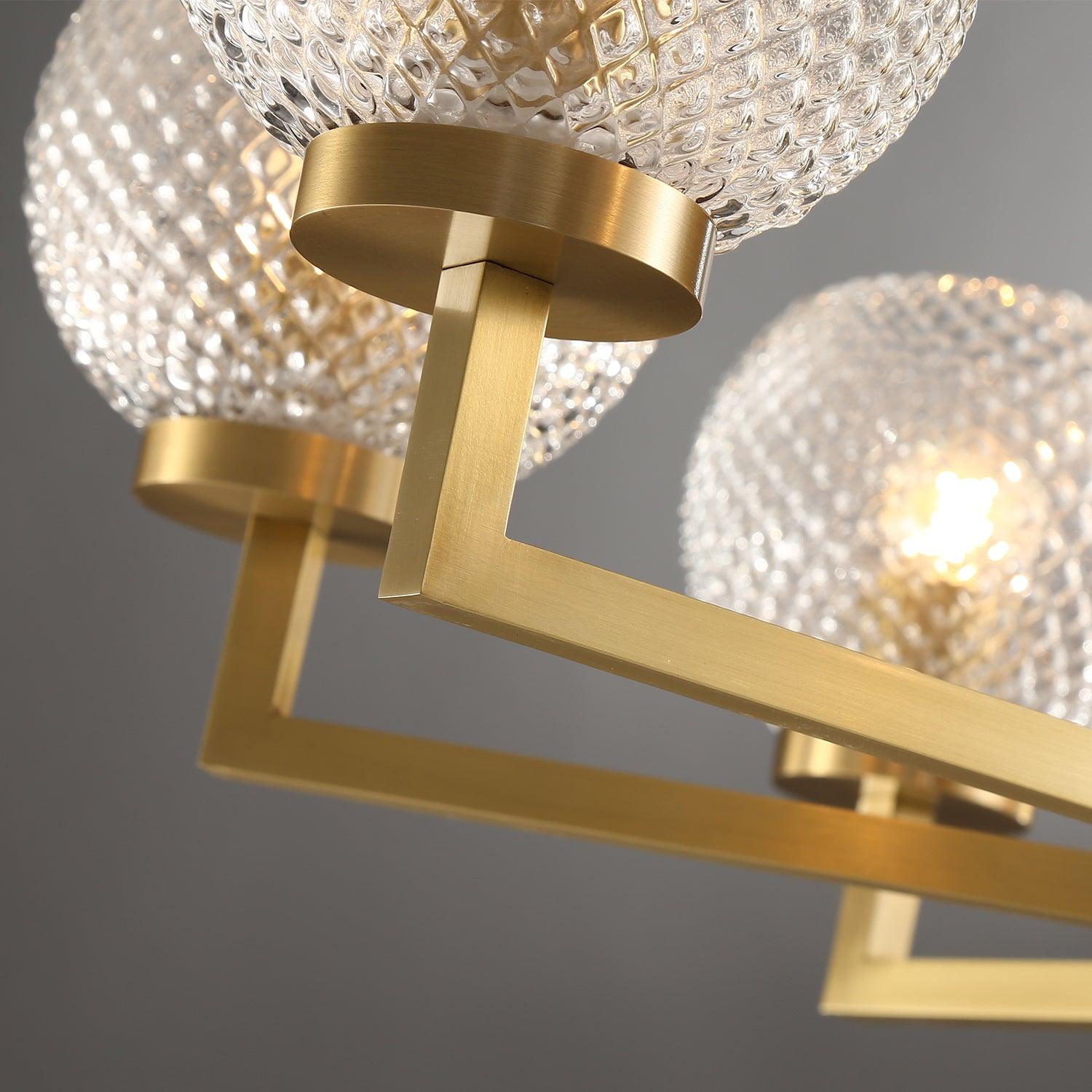 Vera Ribbed Glass Brass Chandelier-Neutral Decor