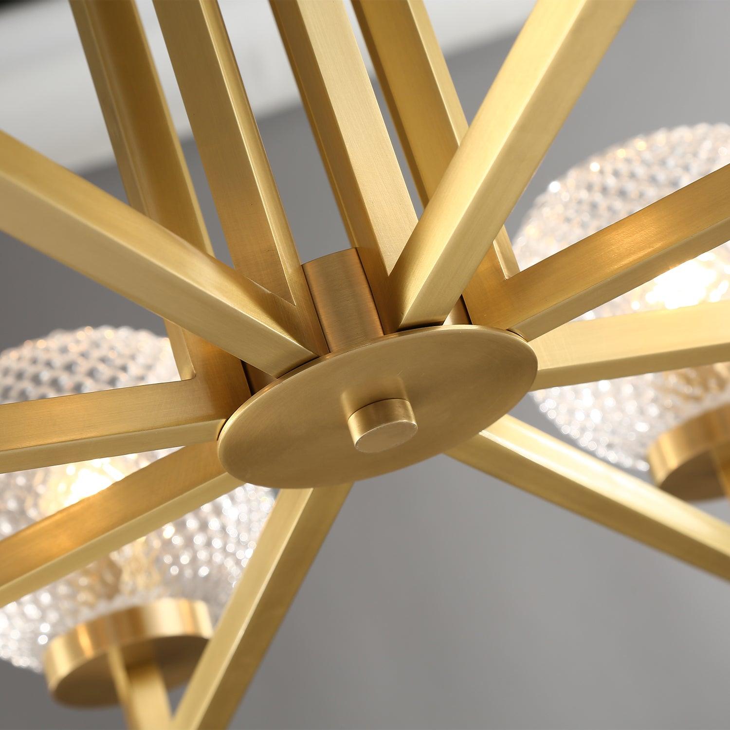 Vera Ribbed Glass Brass Chandelier-Neutral Decor
