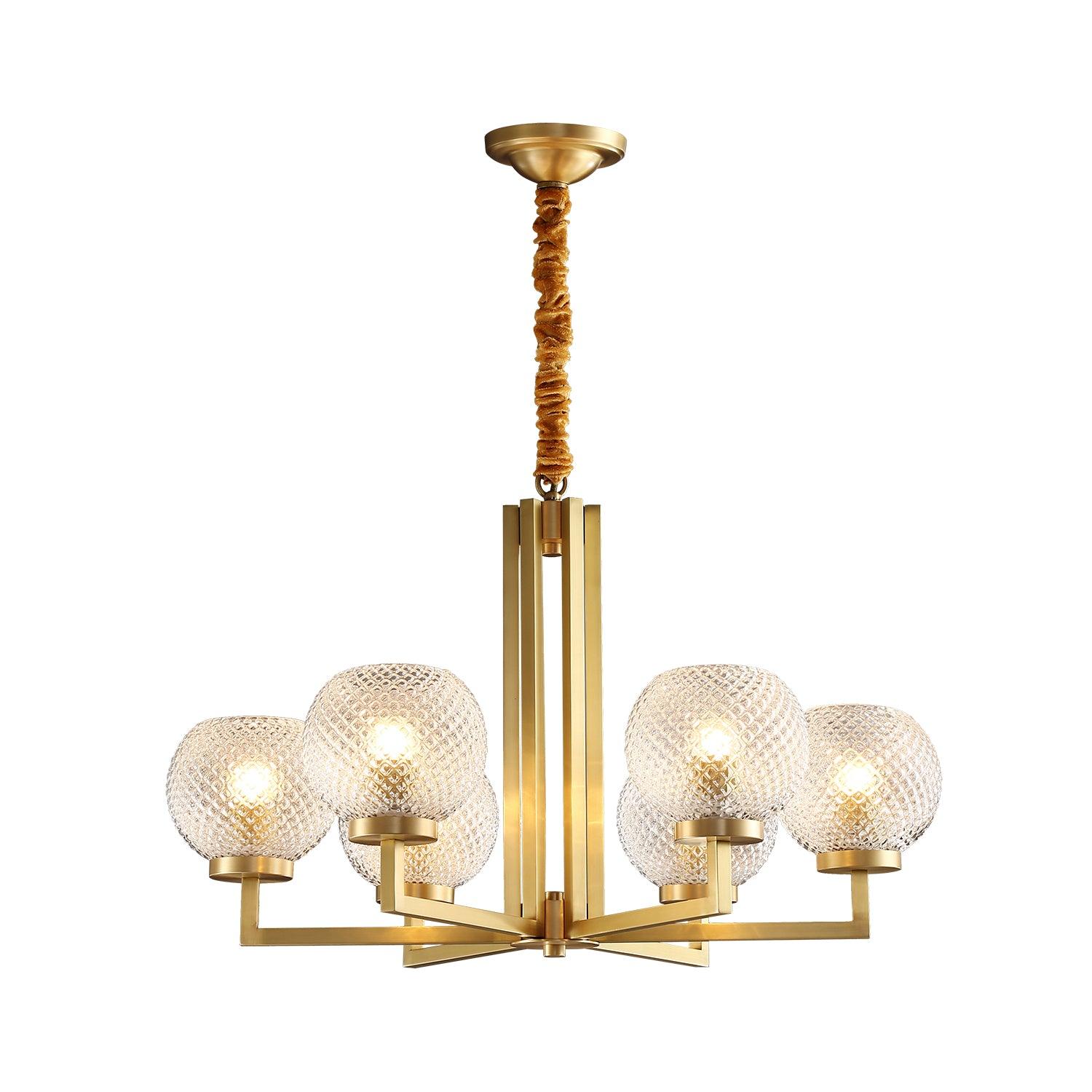 Vera Ribbed Glass Brass Chandelier-Neutral Decor