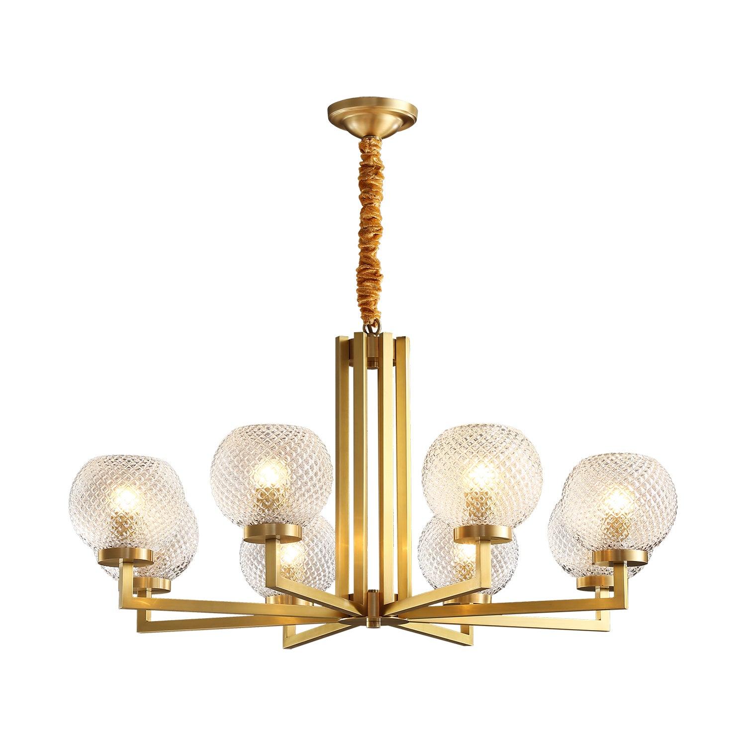 Vera Ribbed Glass Brass Chandelier-Neutral Decor