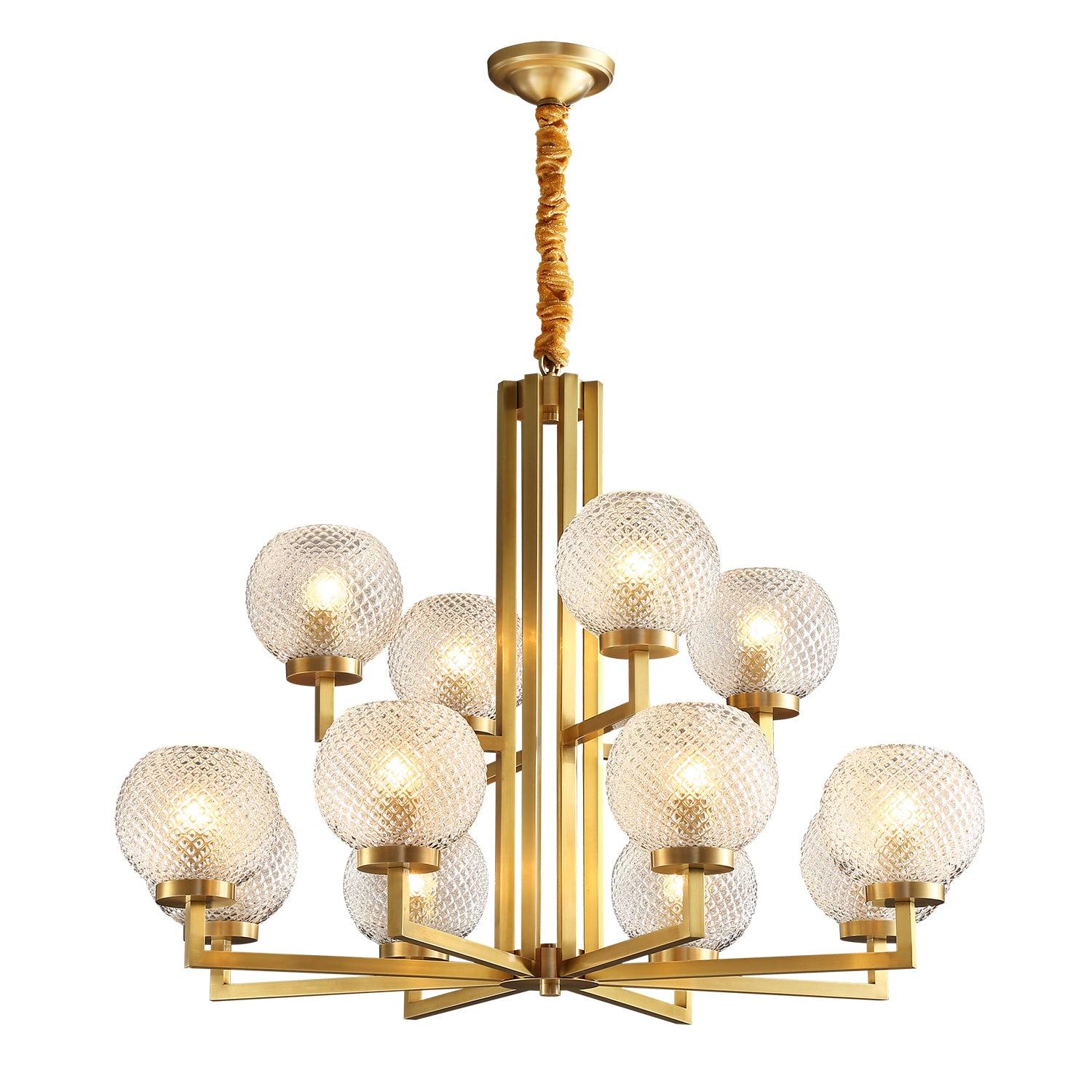 Vera Ribbed Glass Brass Chandelier-Neutral Decor