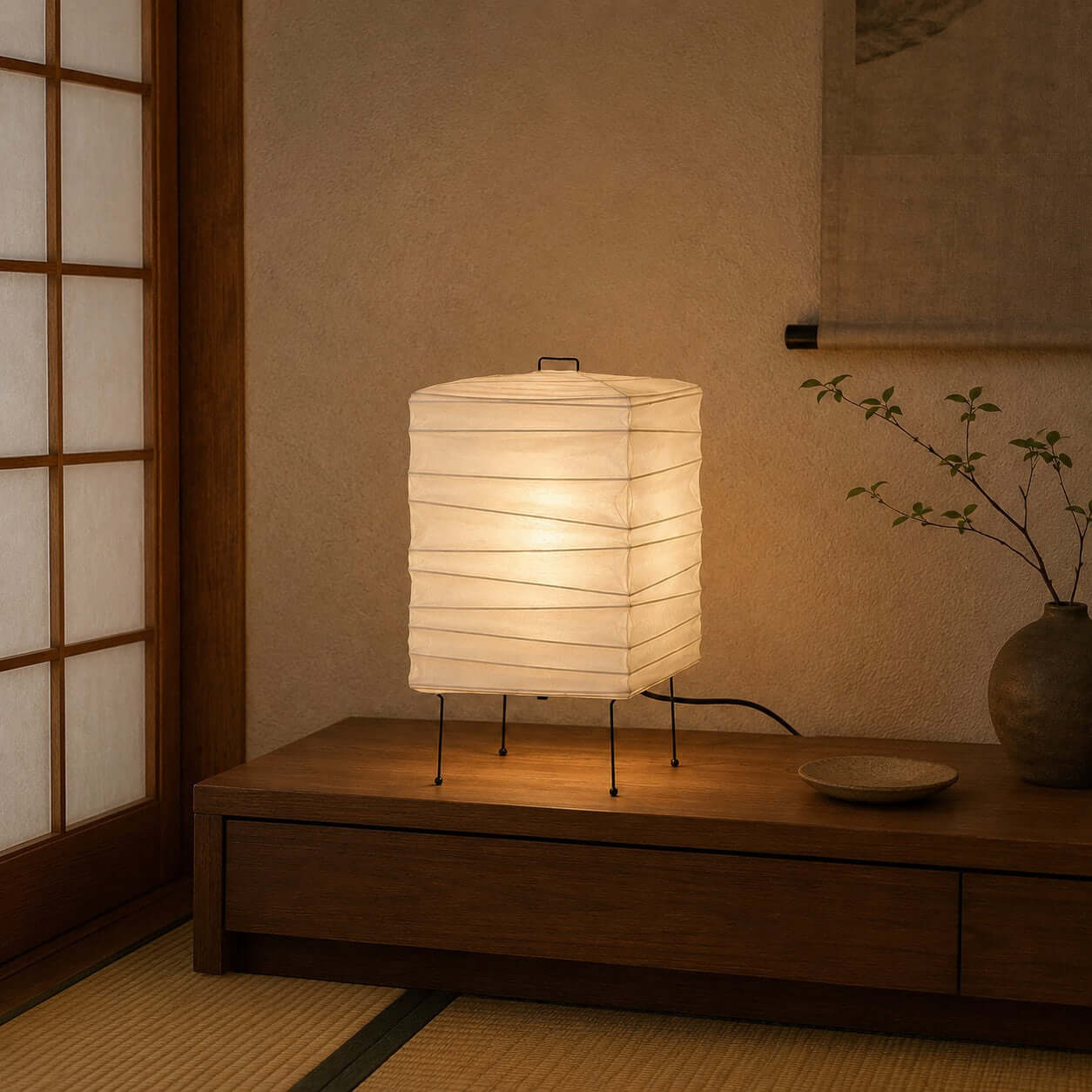 Ribbed Paper Lantern Table Lamp-Neutral Decor
