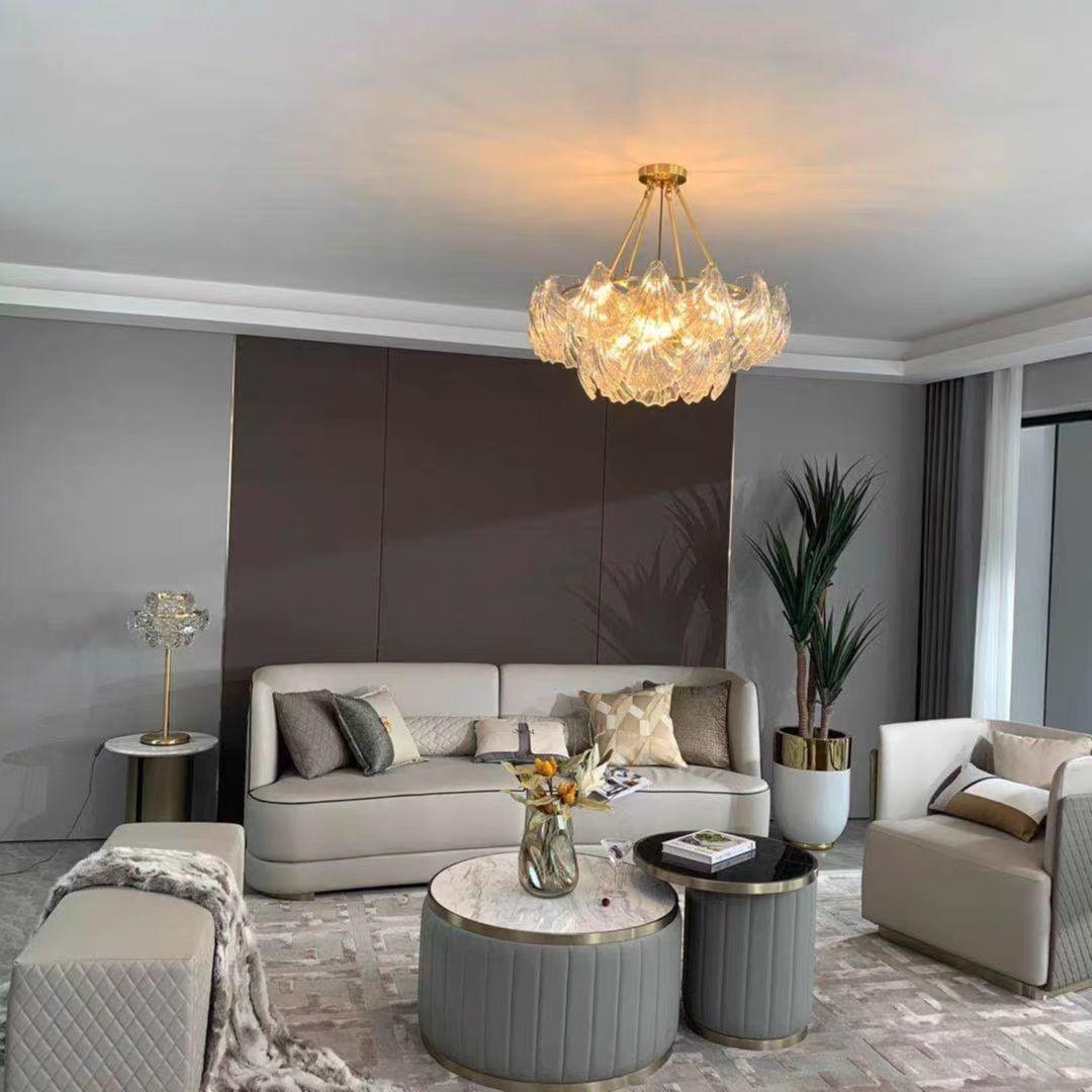 Lustra Ceiling Light Ribbed Shell Glass Gold-Neutral Decor
