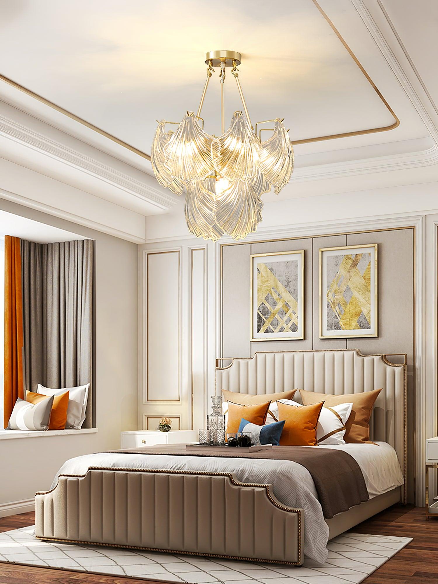 Lustra Ceiling Light Ribbed Shell Glass Gold-Neutral Decor