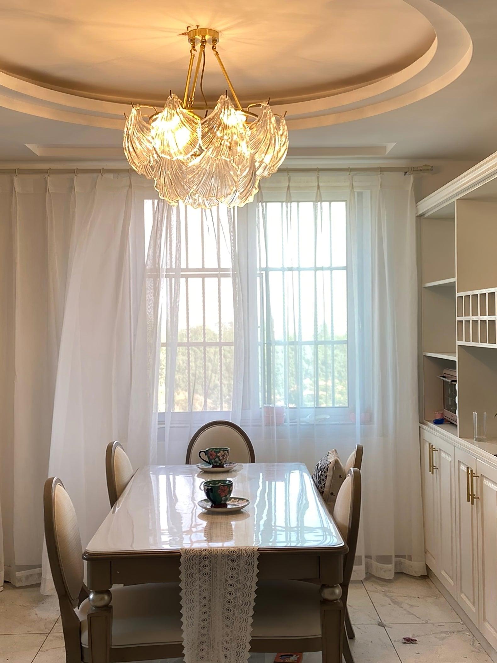 Lustra Ceiling Light Ribbed Shell Glass Gold-Neutral Decor