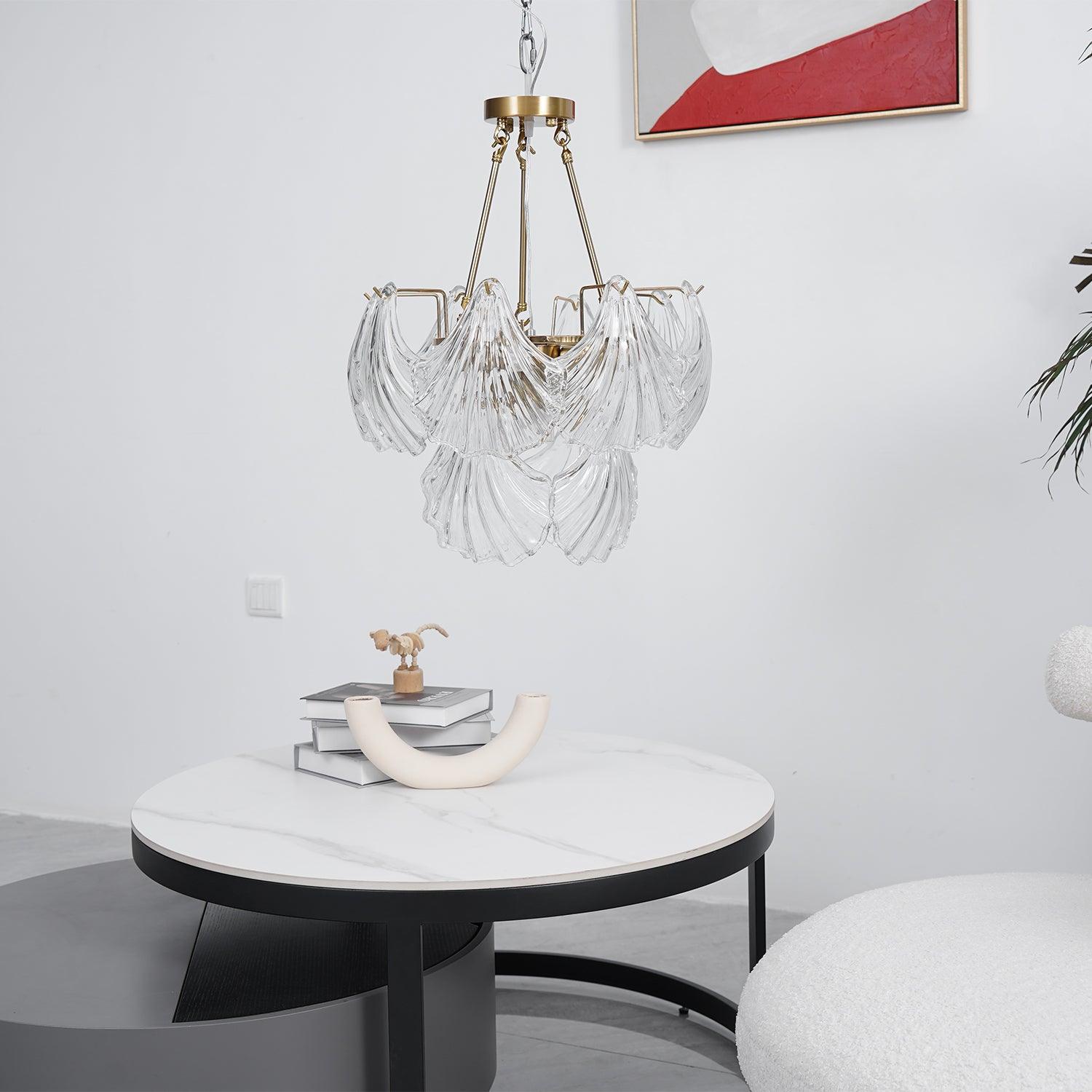 Lustra Ceiling Light Ribbed Shell Glass Gold-Neutral Decor