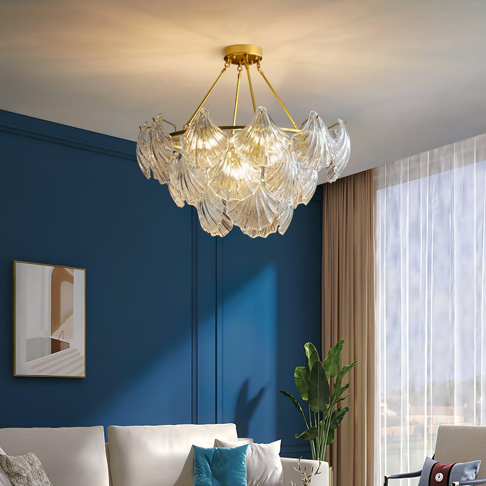 Lustra Ceiling Light Ribbed Shell Glass Gold-Neutral Decor