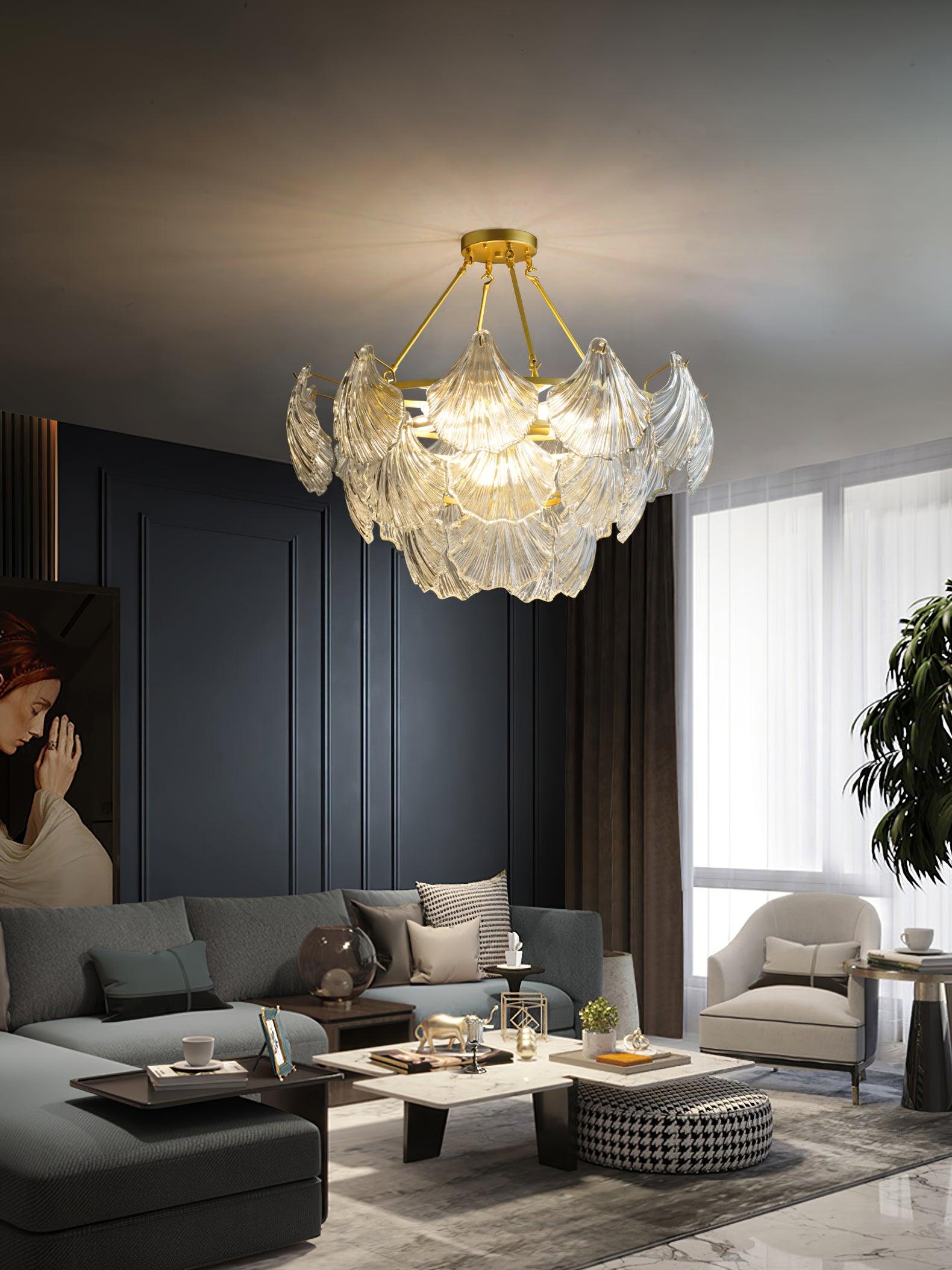 Lustra Ceiling Light Ribbed Shell Glass Gold-Neutral Decor