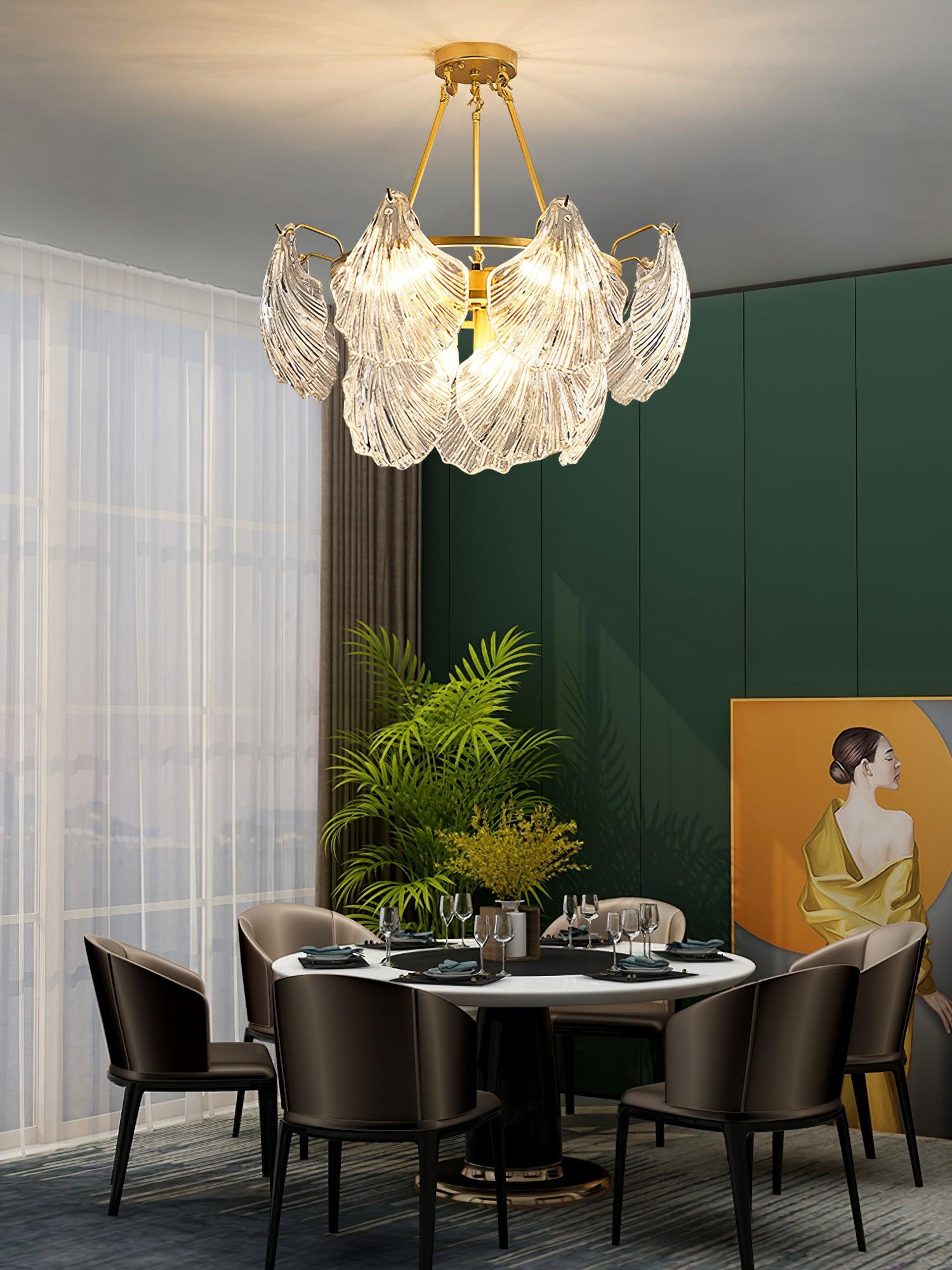 Lustra Ceiling Light Ribbed Shell Glass Gold-Neutral Decor