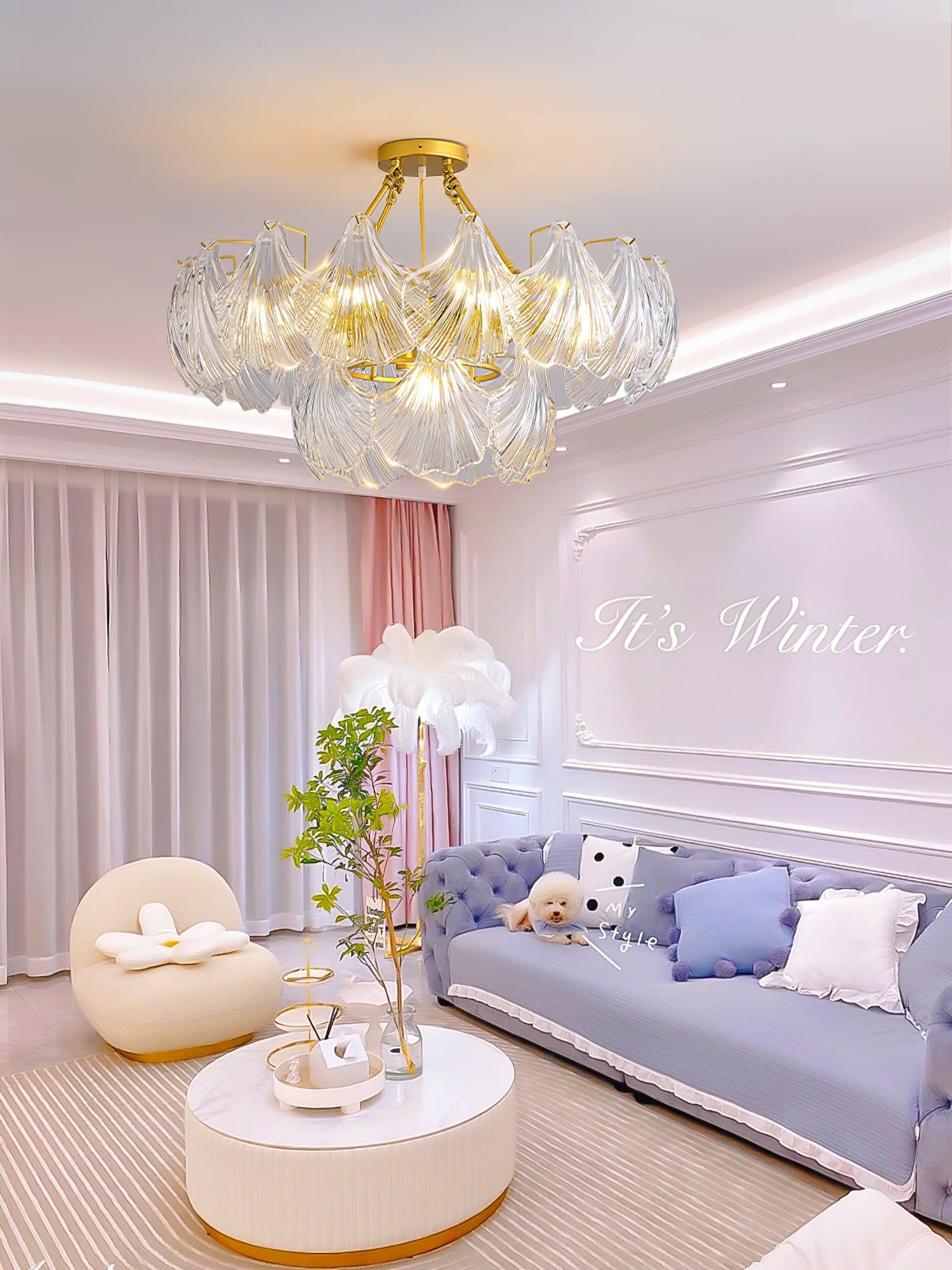 Lustra Ceiling Light Ribbed Shell Glass Gold-Neutral Decor
