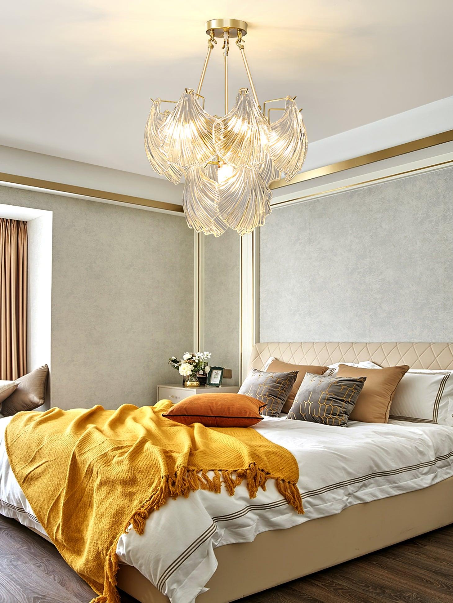 Lustra Ceiling Light Ribbed Shell Glass Gold-Neutral Decor