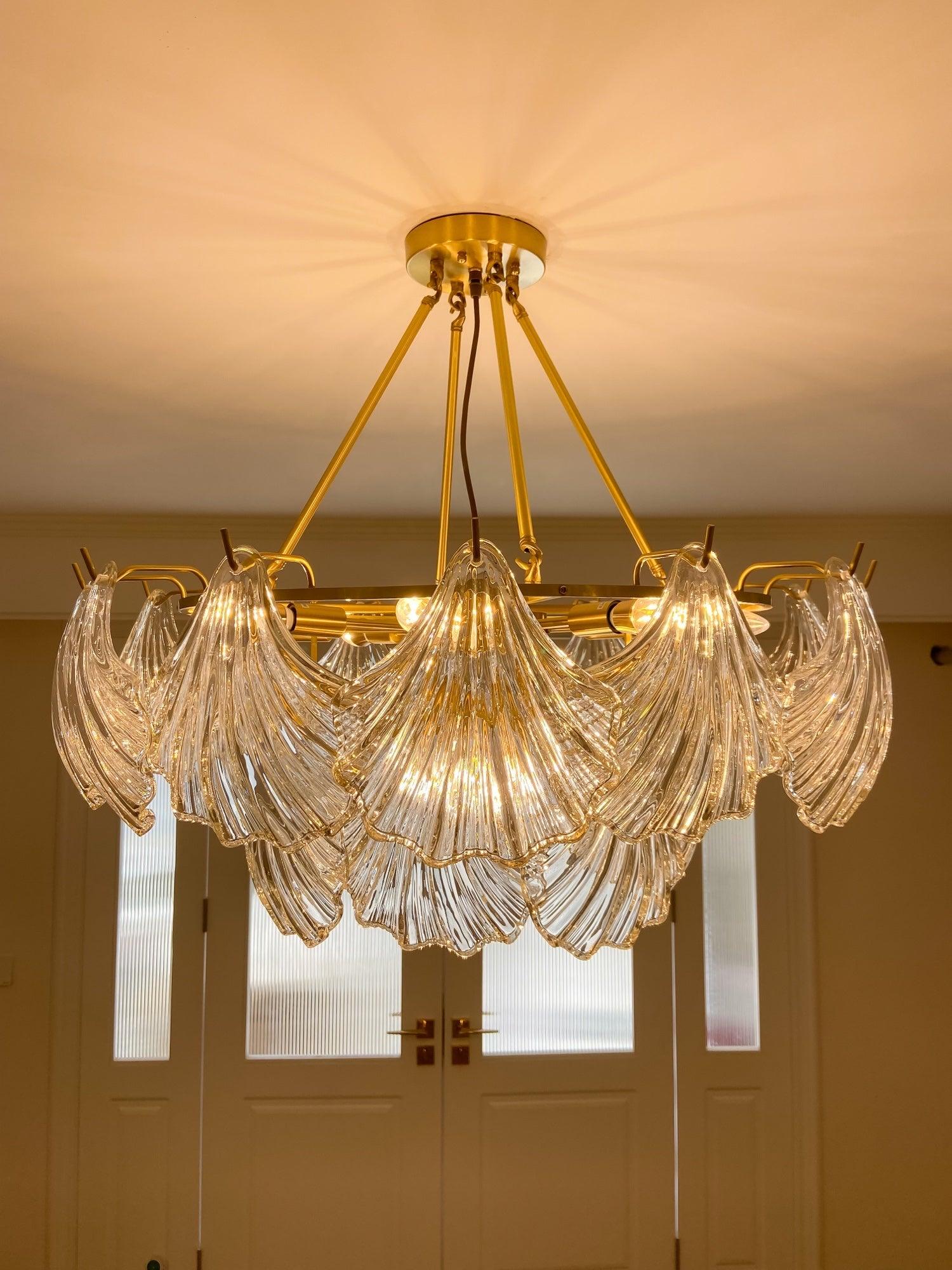 Lustra Ceiling Light Ribbed Shell Glass Gold-Neutral Decor