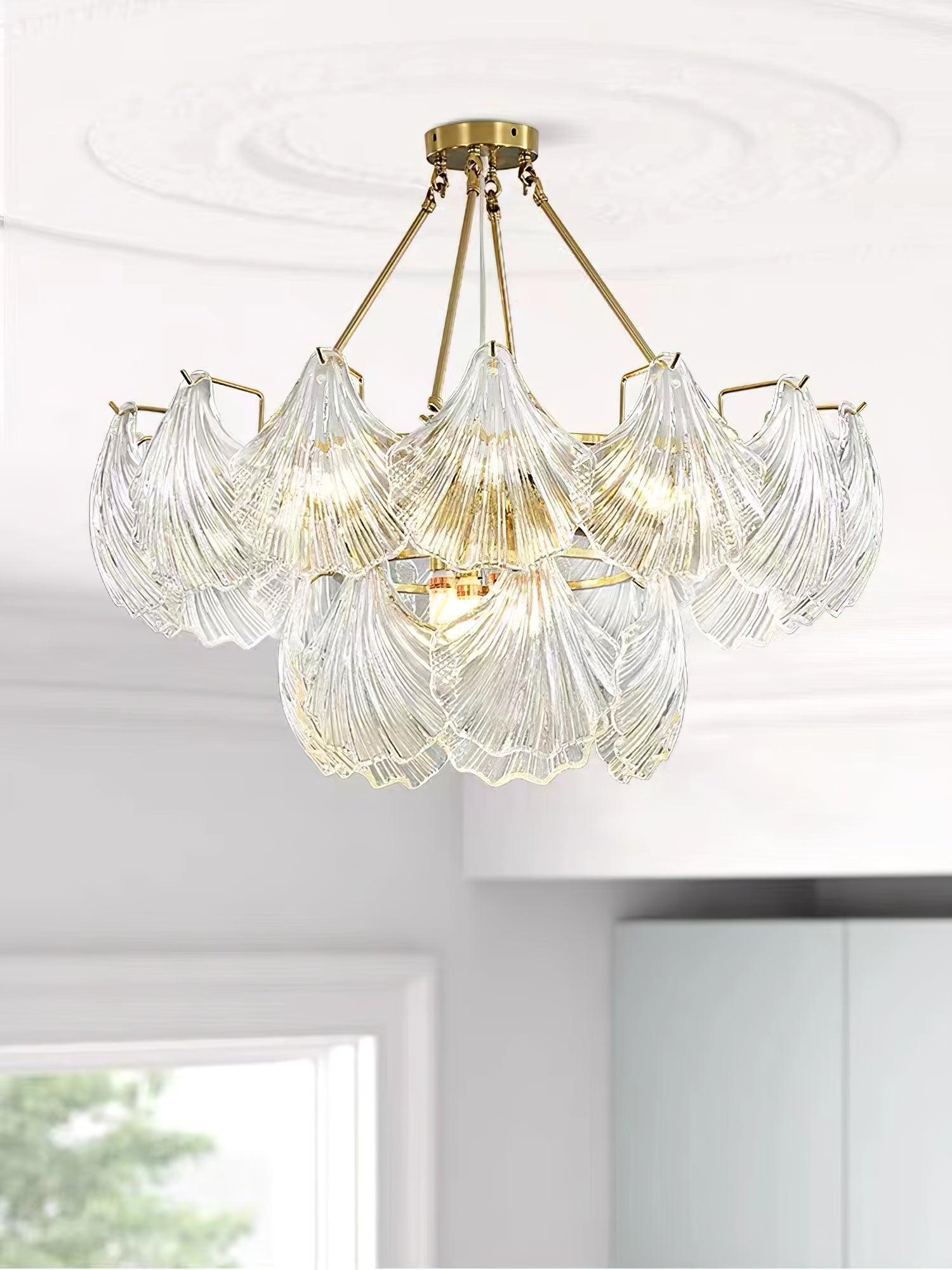 Lustra Ceiling Light Ribbed Shell Glass Gold-Neutral Decor