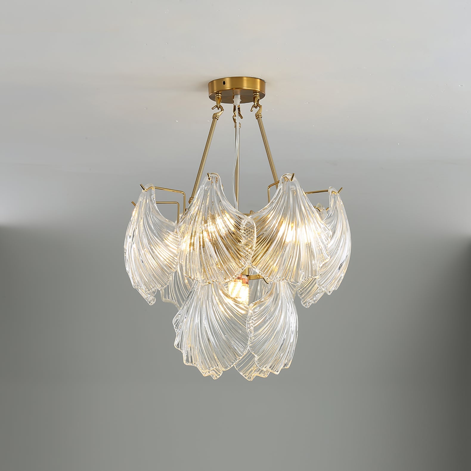 Lustra Ceiling Light Ribbed Shell Glass Gold-Neutral Decor