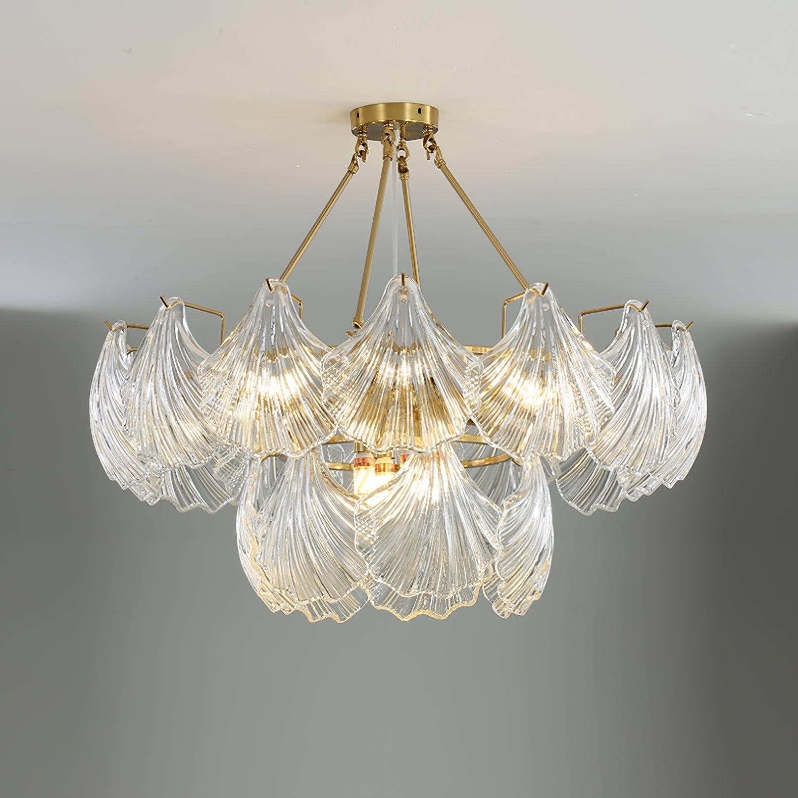 Lustra Ceiling Light Ribbed Shell Glass Gold-Neutral Decor