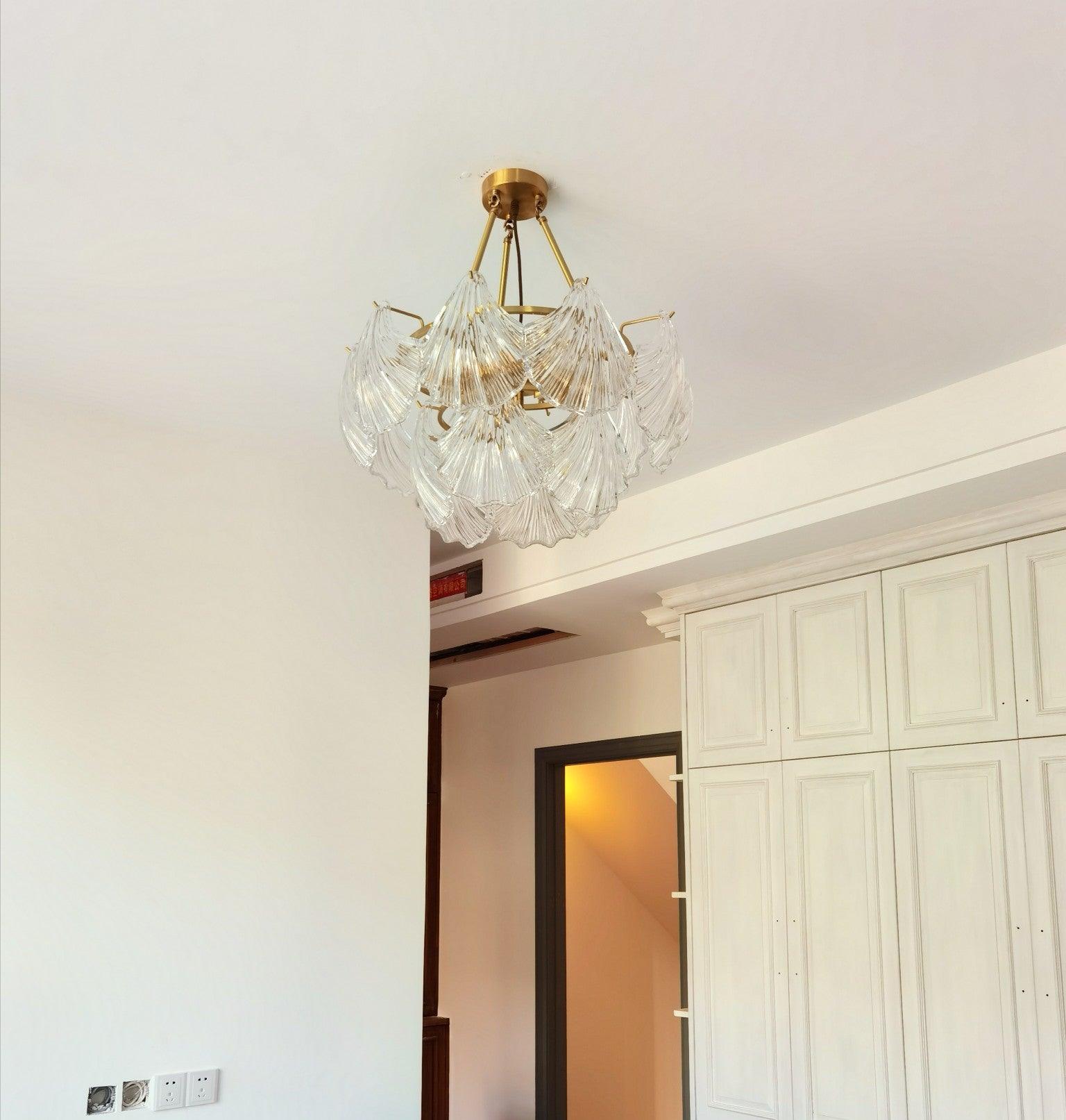 Lustra Ceiling Light Ribbed Shell Glass Gold-Neutral Decor