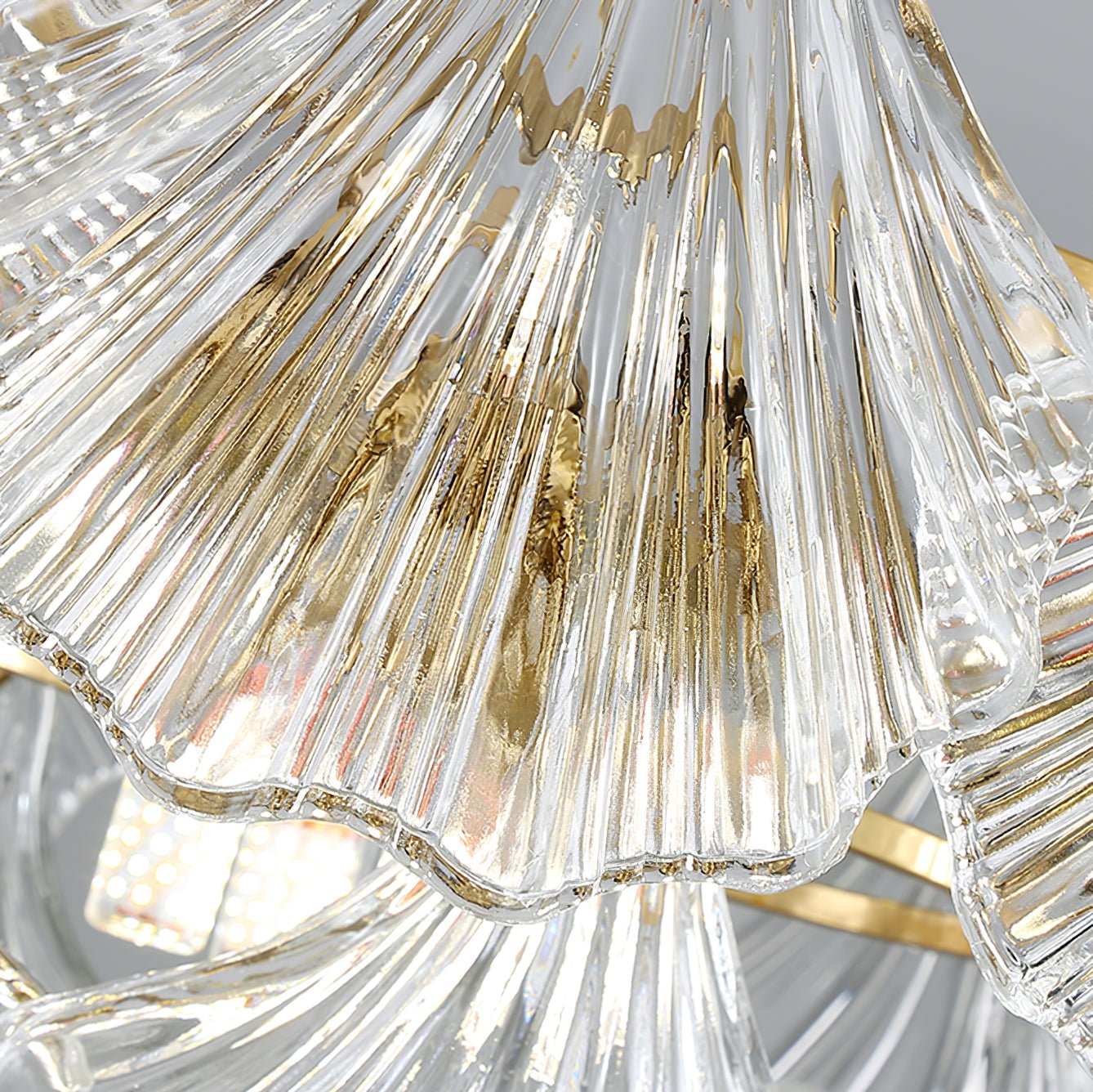 Lustra Ceiling Light Ribbed Shell Glass Gold-Neutral Decor