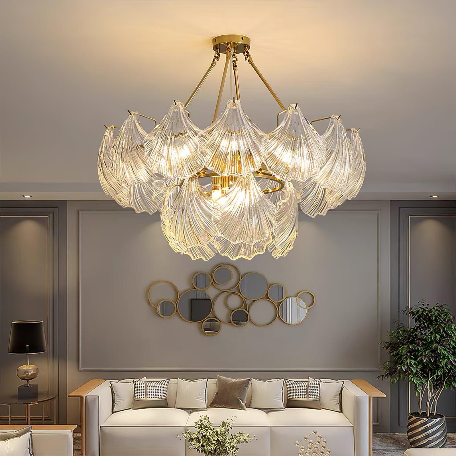 Lustra Ceiling Light Ribbed Shell Glass Gold-Neutral Decor