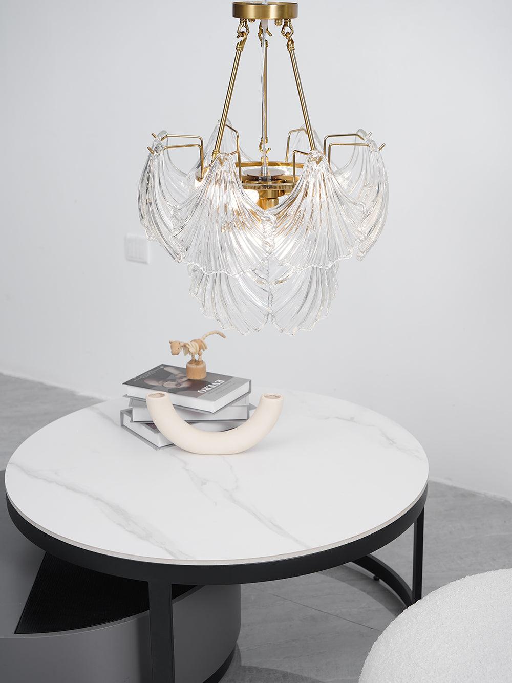 Lustra Ceiling Light Ribbed Shell Glass Gold-Neutral Decor