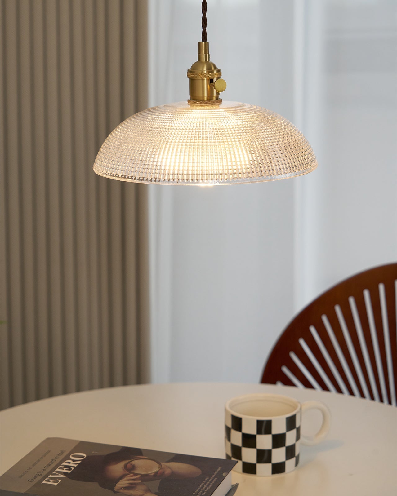 Crinel Brass & Glass Pendant Light-Neutral Decor