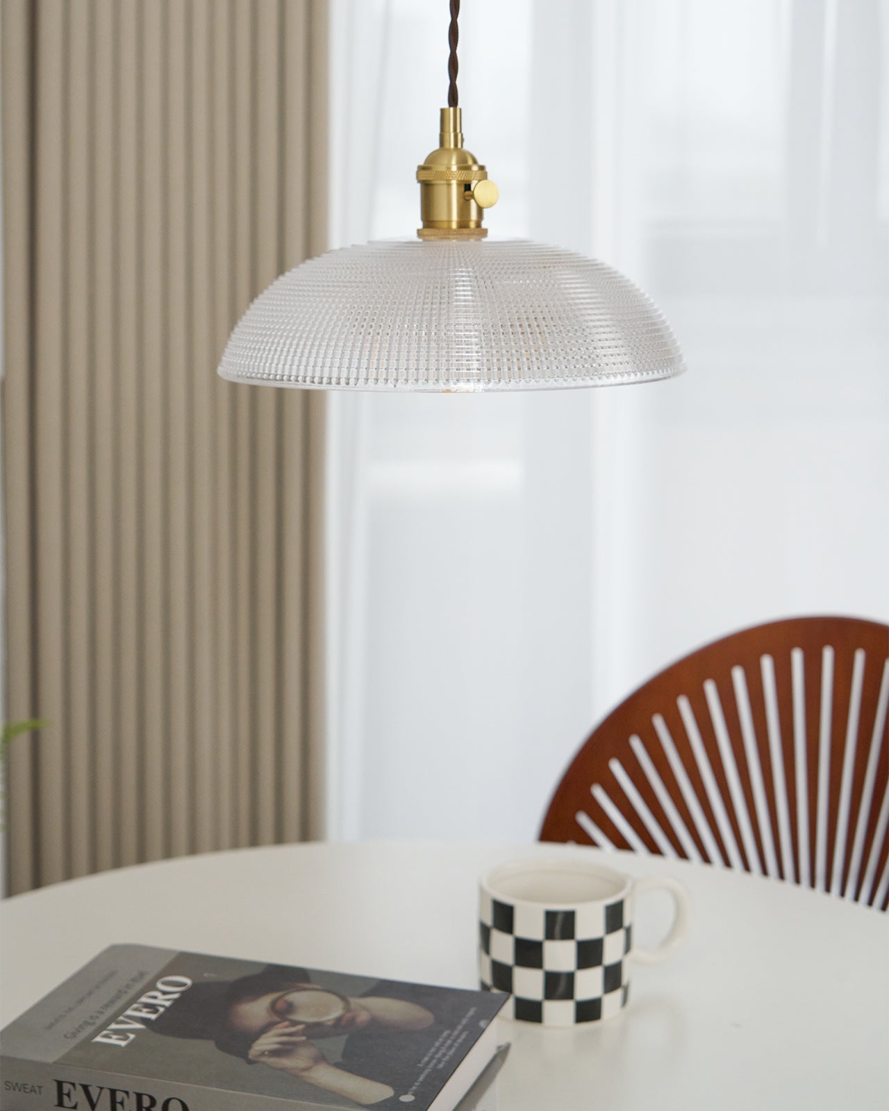Crinel Brass & Glass Pendant Light-Neutral Decor