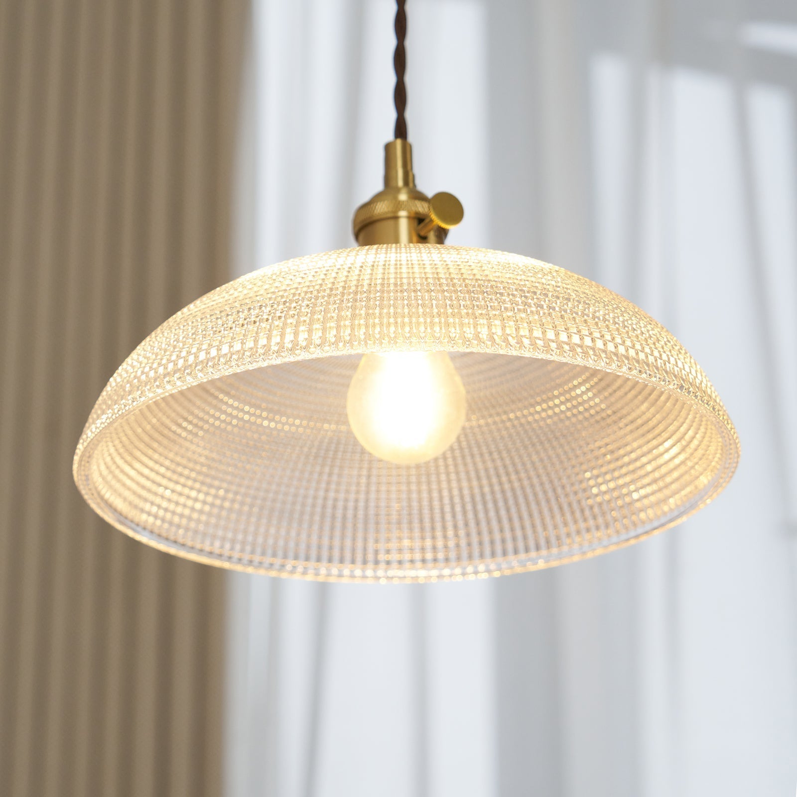 Crinel Brass & Glass Pendant Light-Neutral Decor