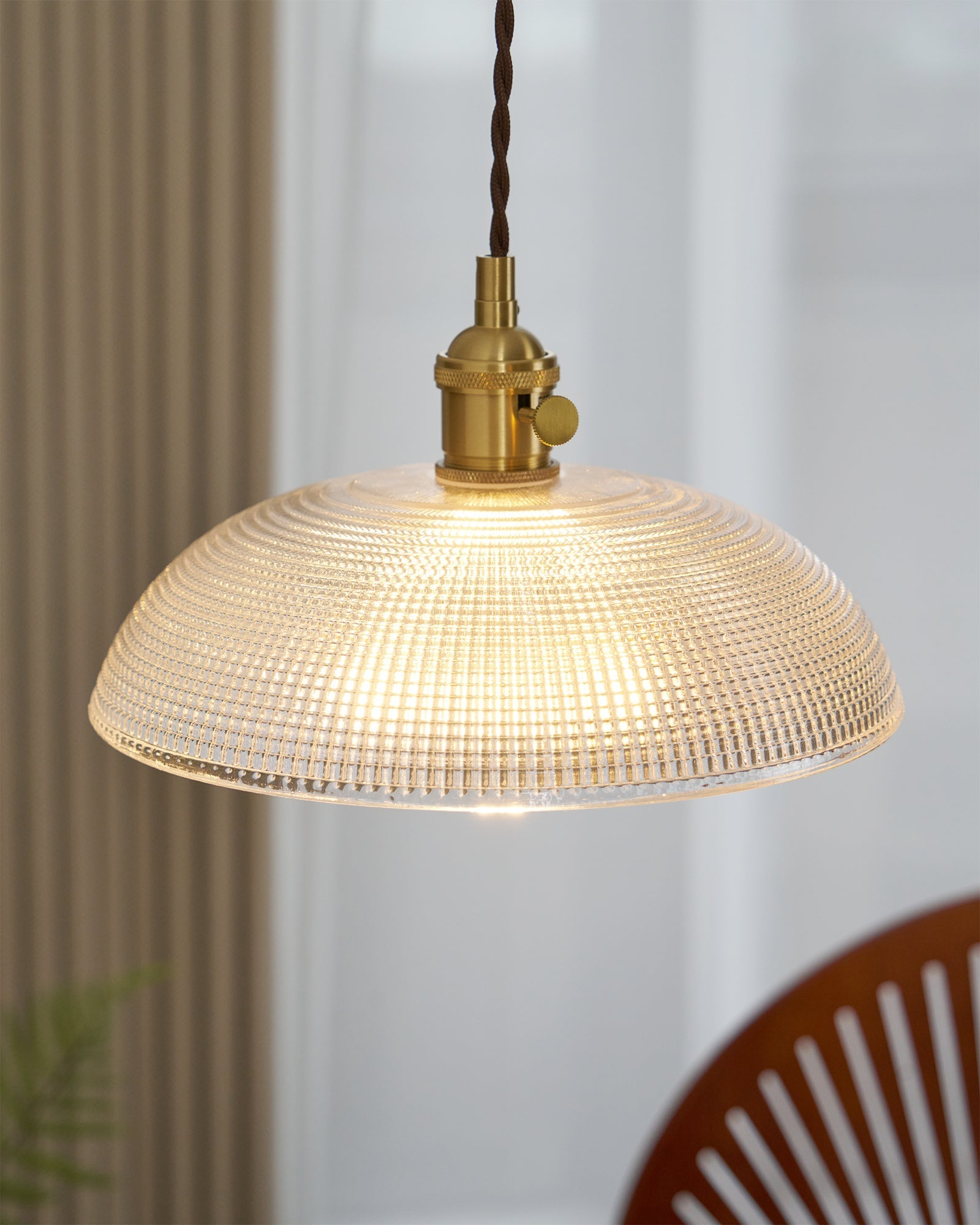 Crinel Brass & Glass Pendant Light-Neutral Decor