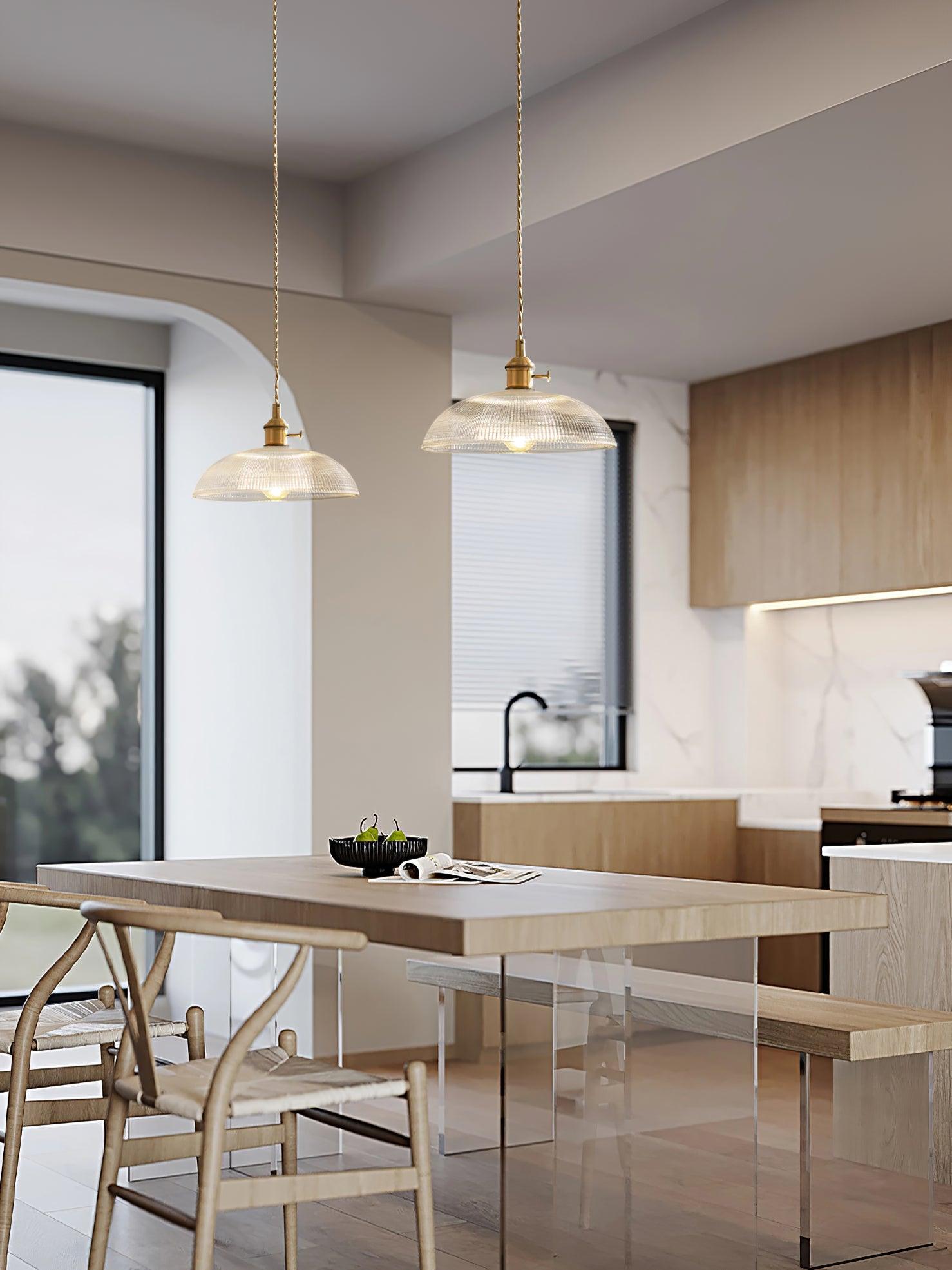 Crinel Brass & Glass Pendant Light-Neutral Decor