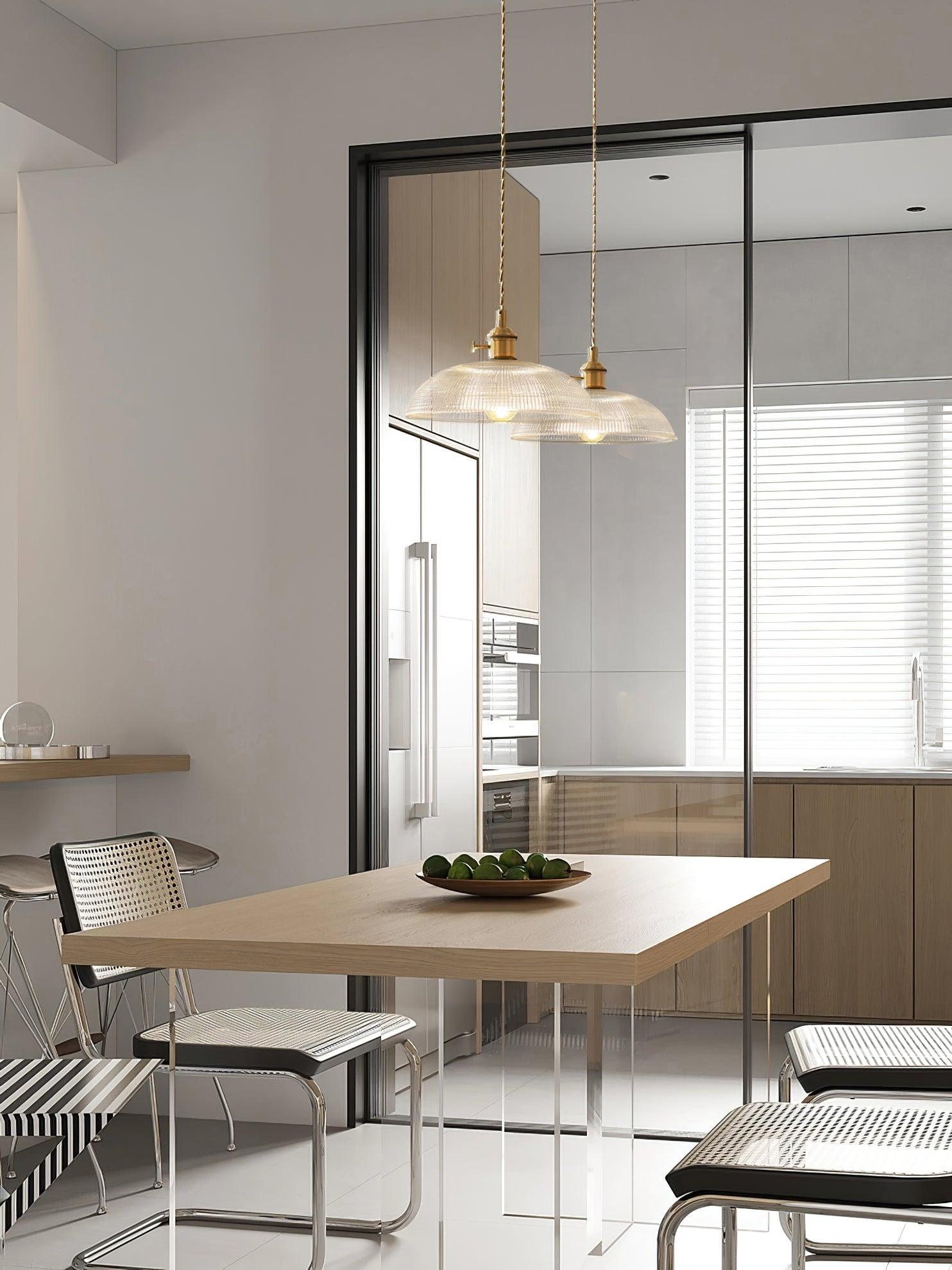 Crinel Brass & Glass Pendant Light-Neutral Decor