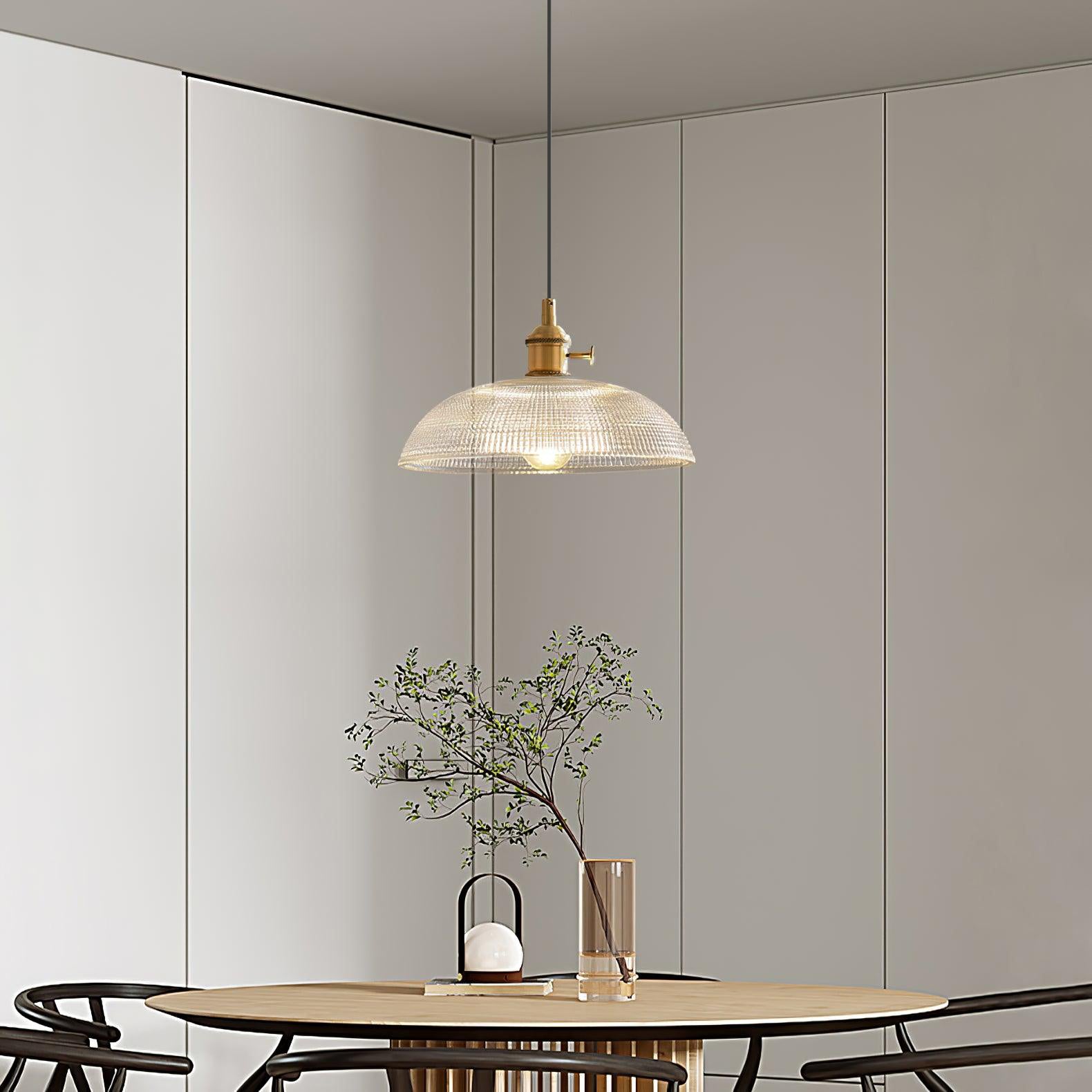 Crinel Brass & Glass Pendant Light-Neutral Decor