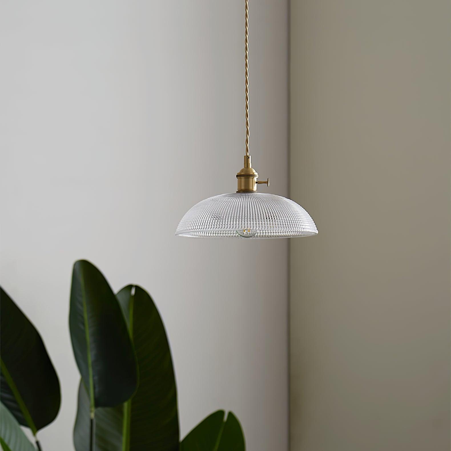 Crinel Brass & Glass Pendant Light-Neutral Decor