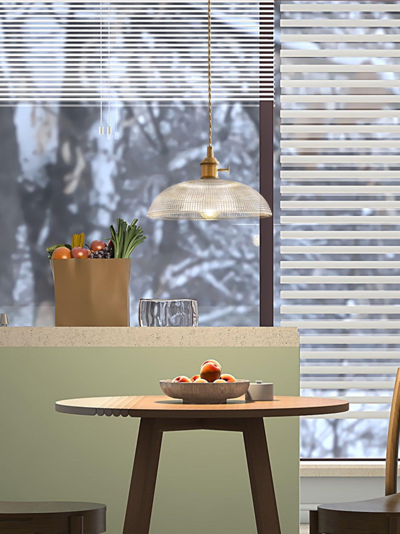 Crinel Brass & Glass Pendant Light-Neutral Decor