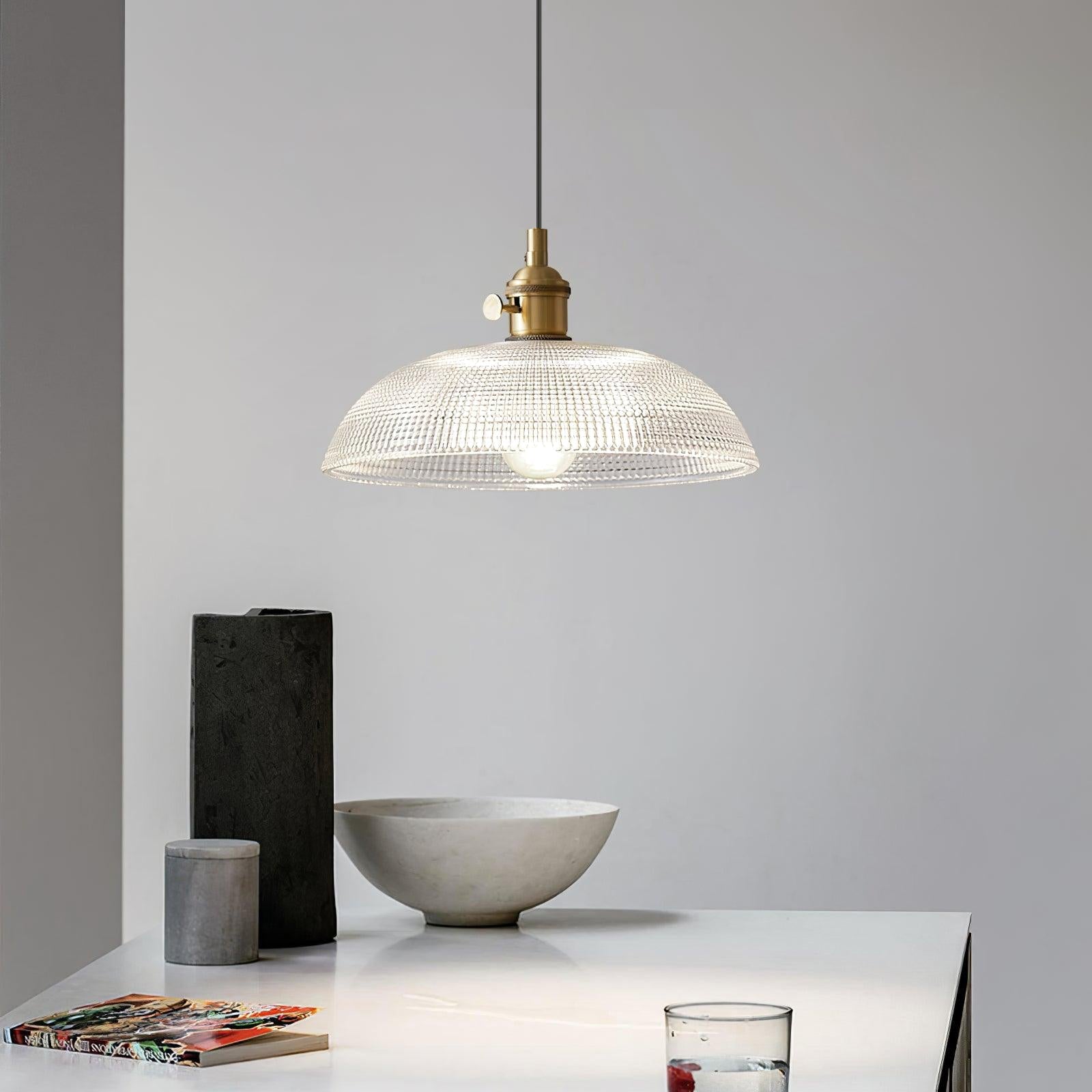 Crinel Brass & Glass Pendant Light-Neutral Decor