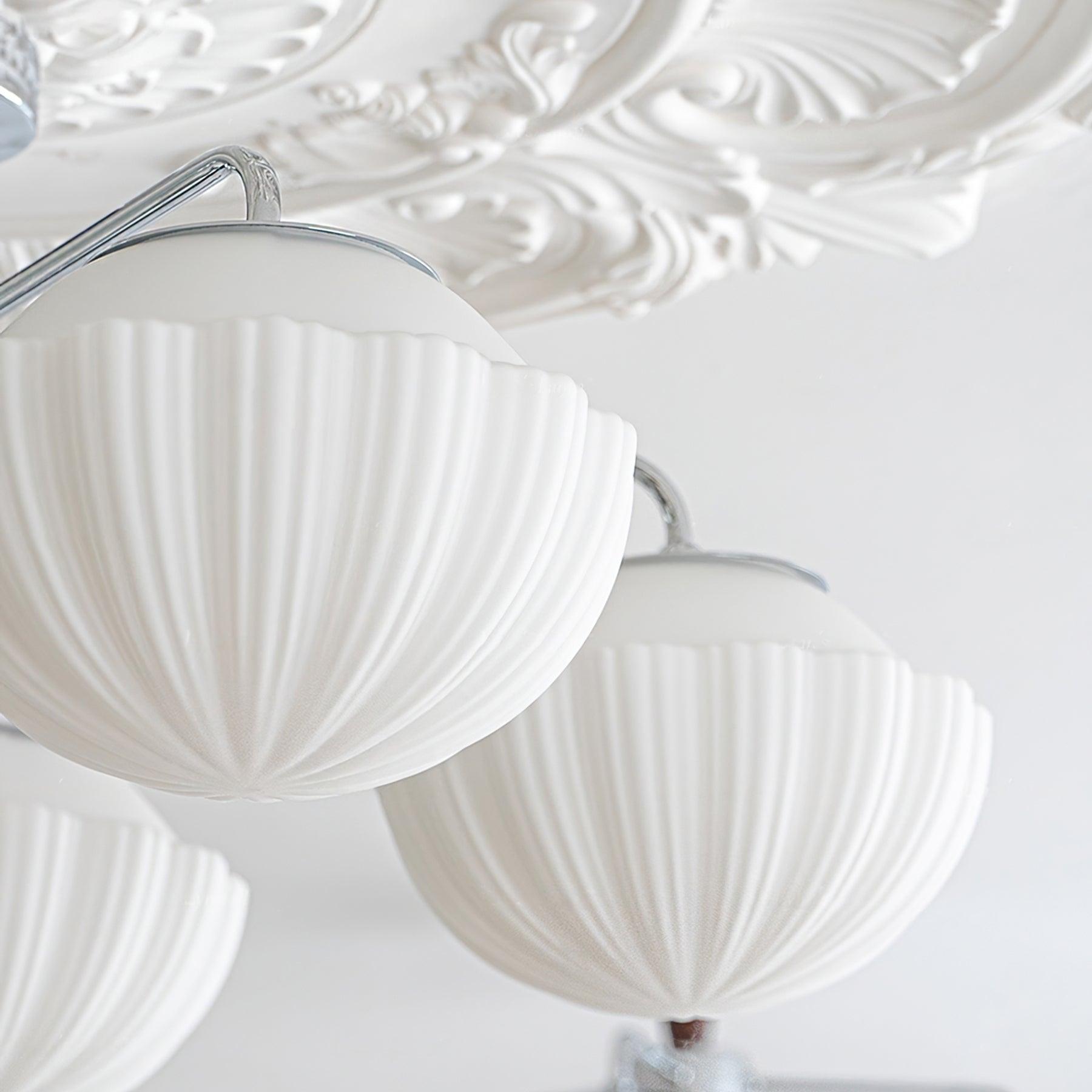 Lustra Chandelier Retro Glass Chrome Wood-Neutral Decor