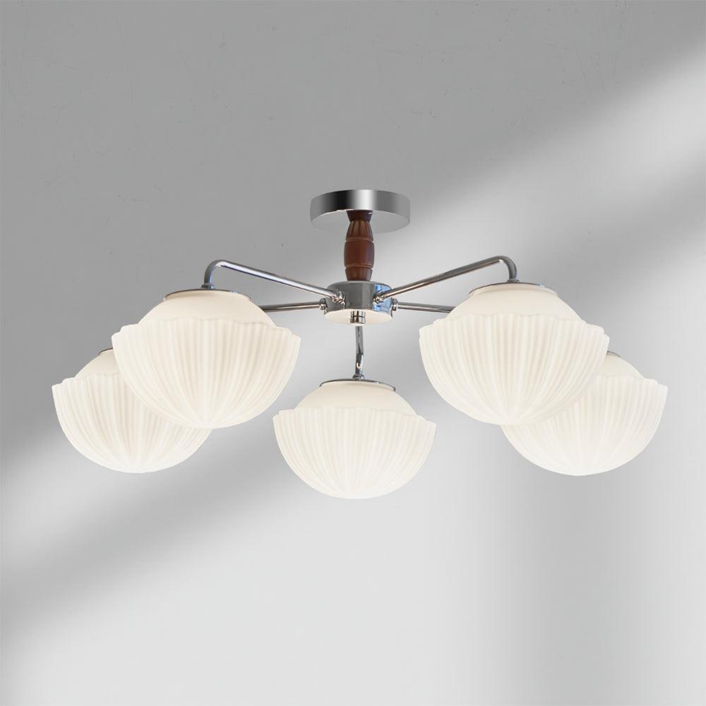 Lustra Chandelier Retro Glass Chrome Wood-Neutral Decor