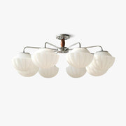 Lustra Chandelier Retro Glass Chrome Wood-Neutral Decor