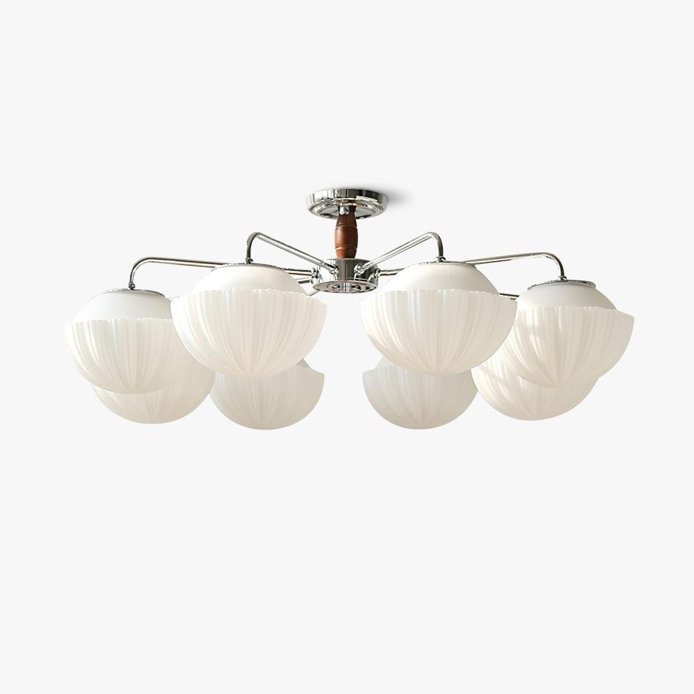 Lustra Chandelier Retro Glass Chrome Wood-Neutral Decor