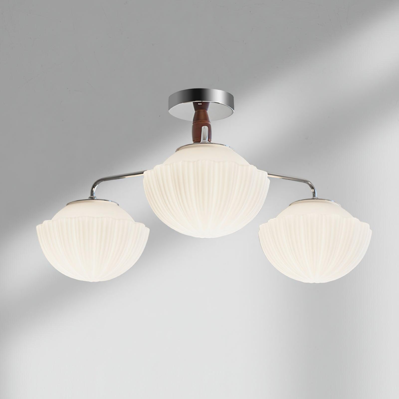 Lustra Chandelier Retro Glass Chrome Wood-Neutral Decor