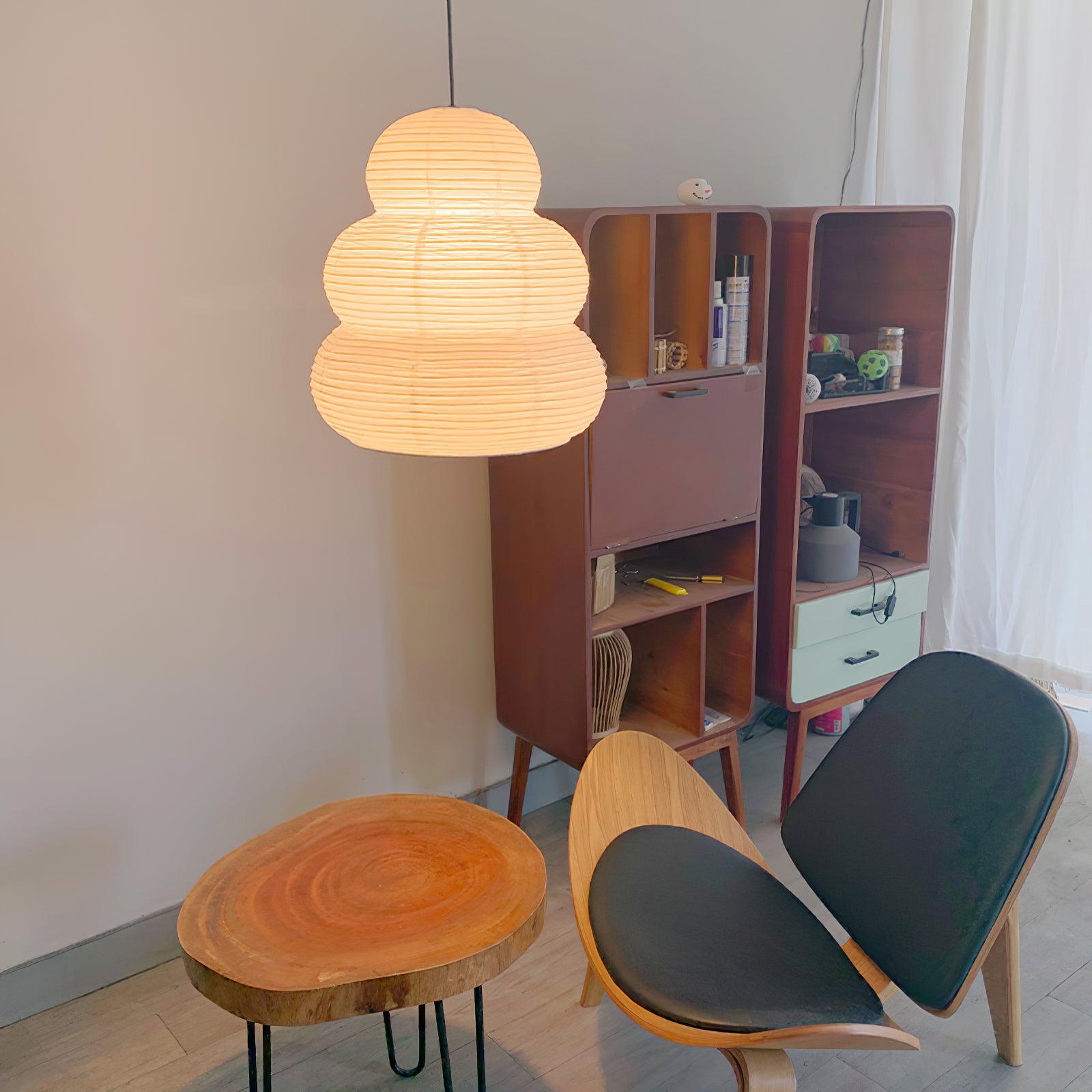Solara Pendant Lamp Washi Paper Tiered Lantern Japanese Living Room-Neutral Decor