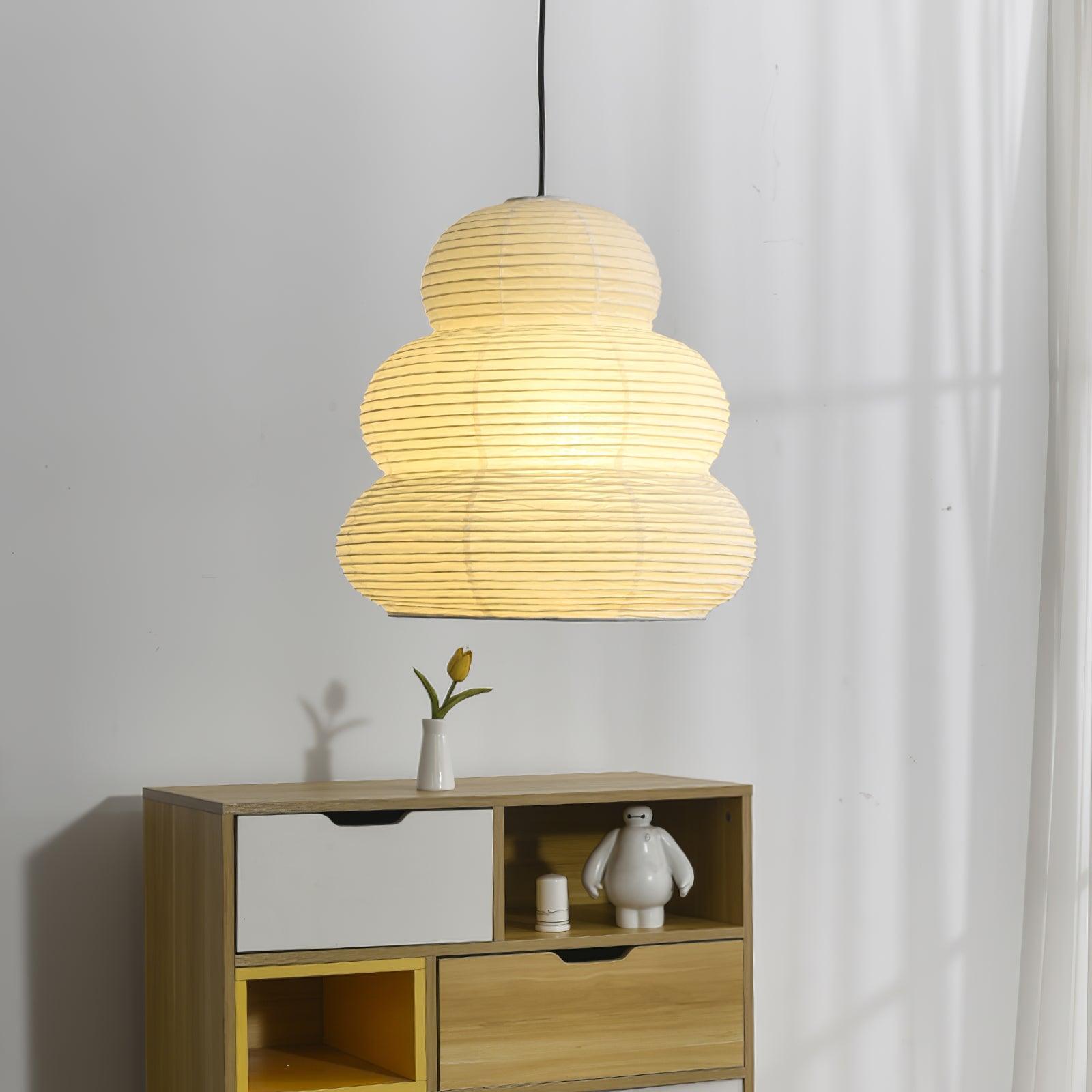 Solara Pendant Lamp Washi Paper Tiered Lantern Japanese Living Room-Neutral Decor