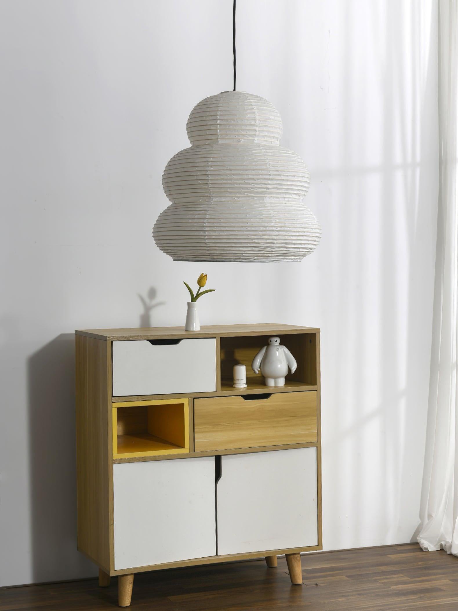 Solara Pendant Lamp Washi Paper Tiered Lantern Japanese Living Room-Neutral Decor