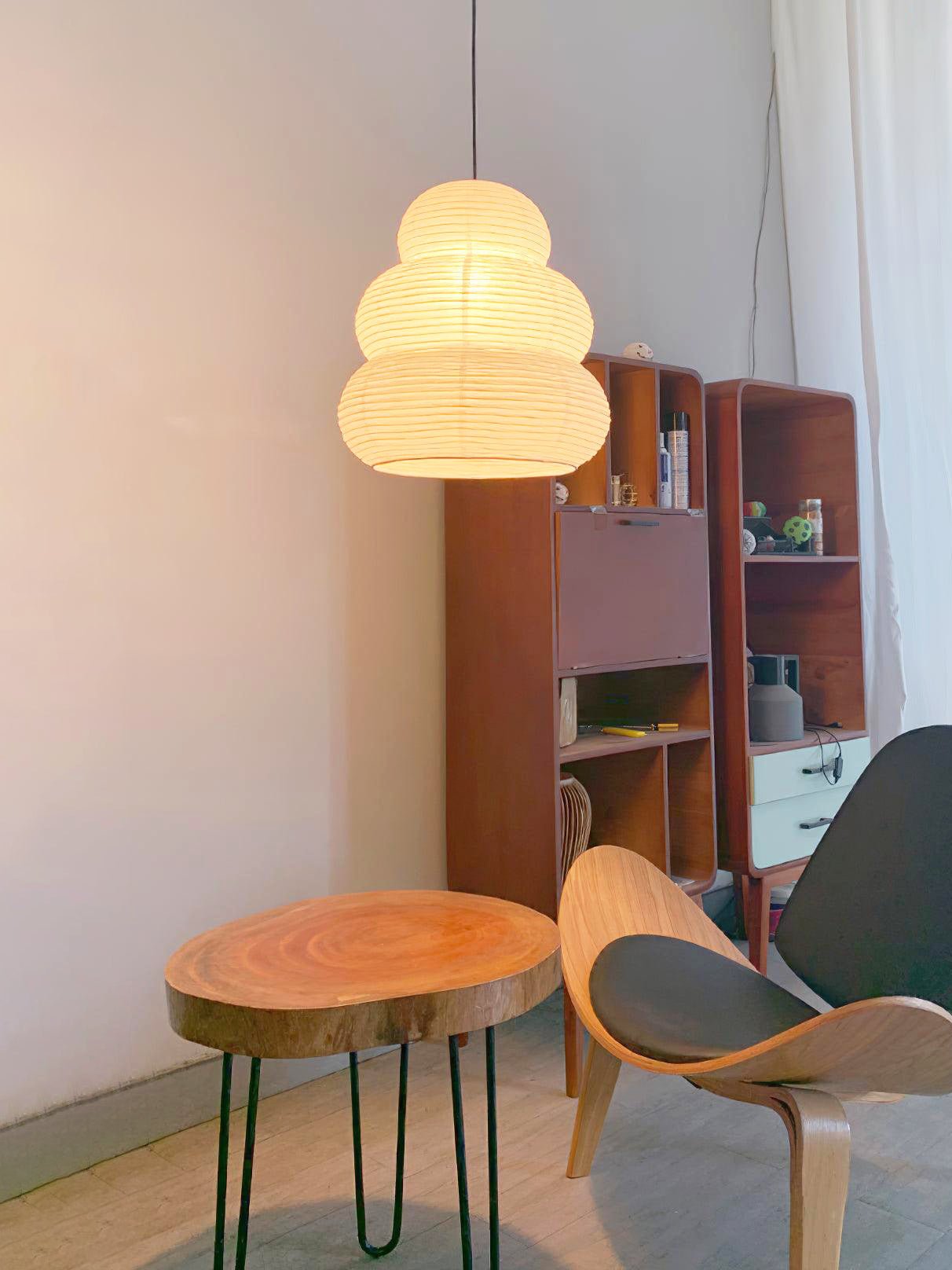 Solara Pendant Lamp Washi Paper Tiered Lantern Japanese Living Room-Neutral Decor