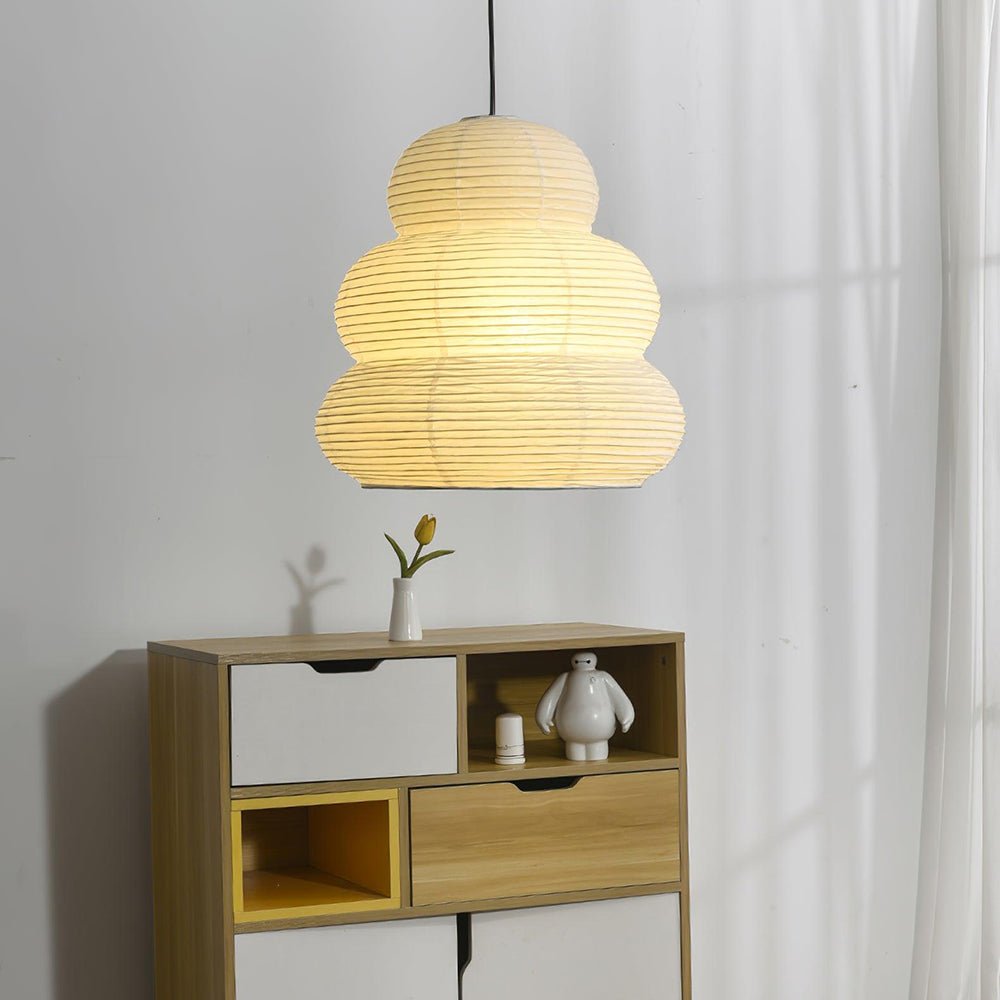 Solara Pendant Lamp Washi Paper Tiered Lantern Japanese Living Room-Neutral Decor