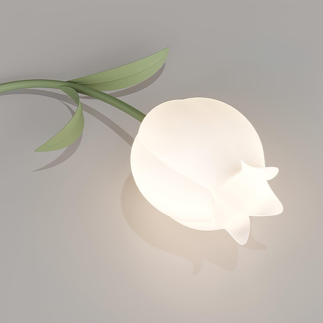 Ivory Ceiling Light Lily Flower Blossom Green Base-Neutral Decor