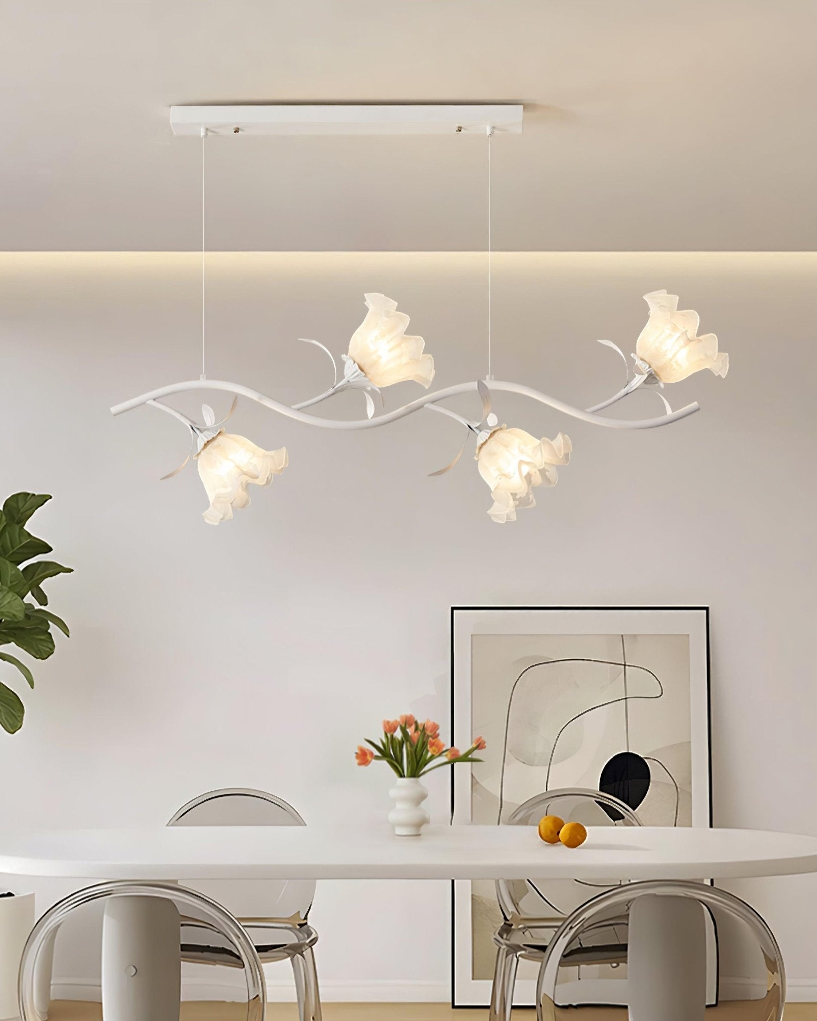 Lustra Chandelier Floral Glass-Neutral Decor