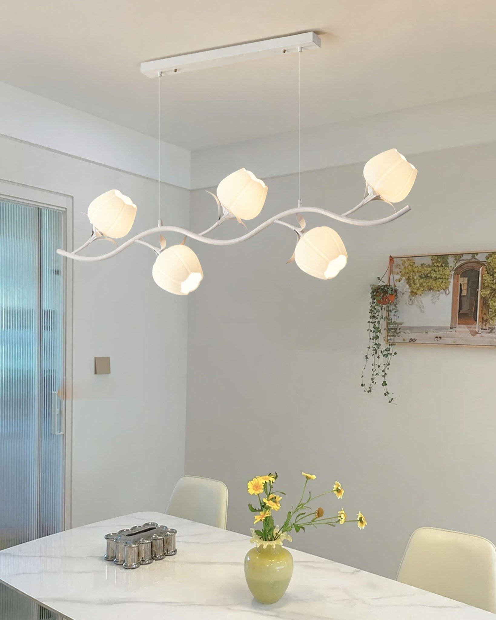 Lustra Chandelier Floral Glass-Neutral Decor