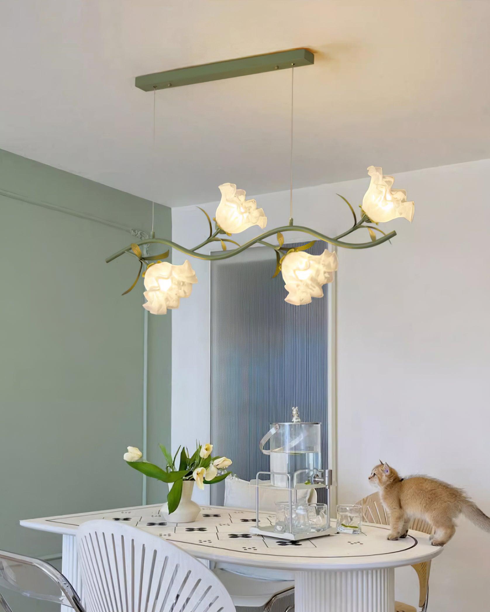 Lustra Chandelier Floral Glass-Neutral Decor