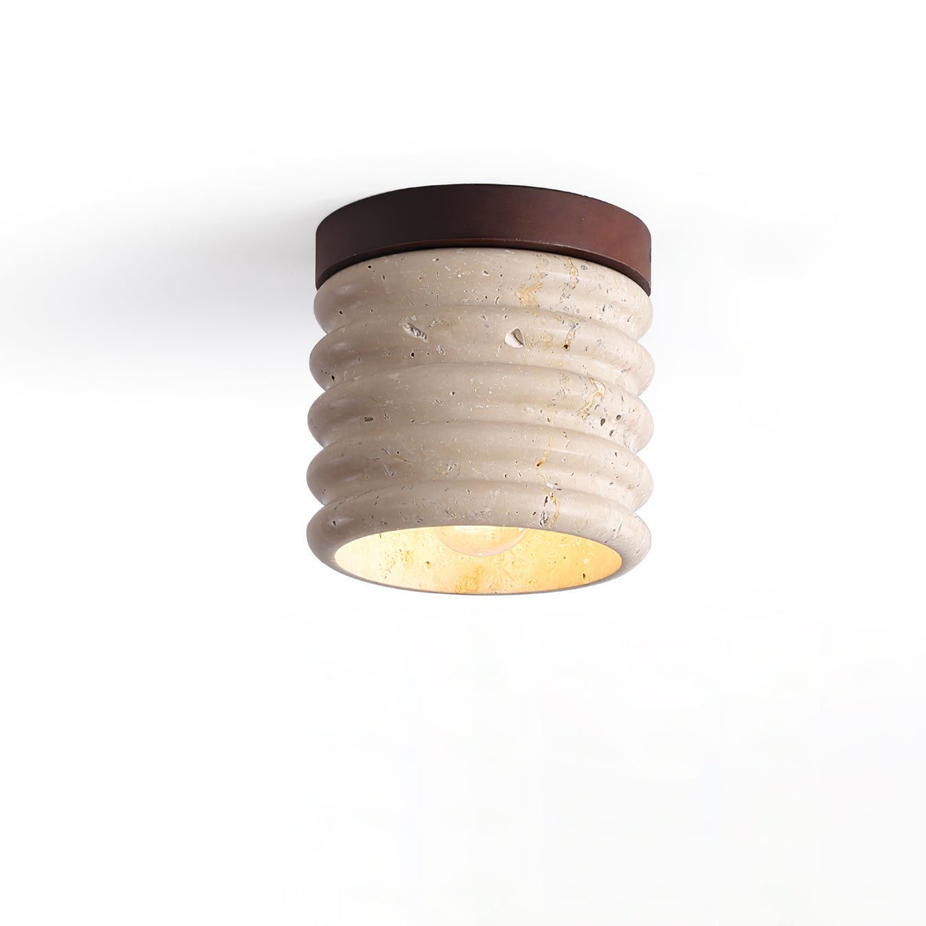 Vomaran Fluted Cylinder Travertine Ceiling Light-Neutral Decor