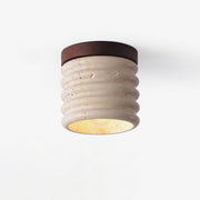 Vomaran Fluted Cylinder Travertine Ceiling Light-Neutral Decor