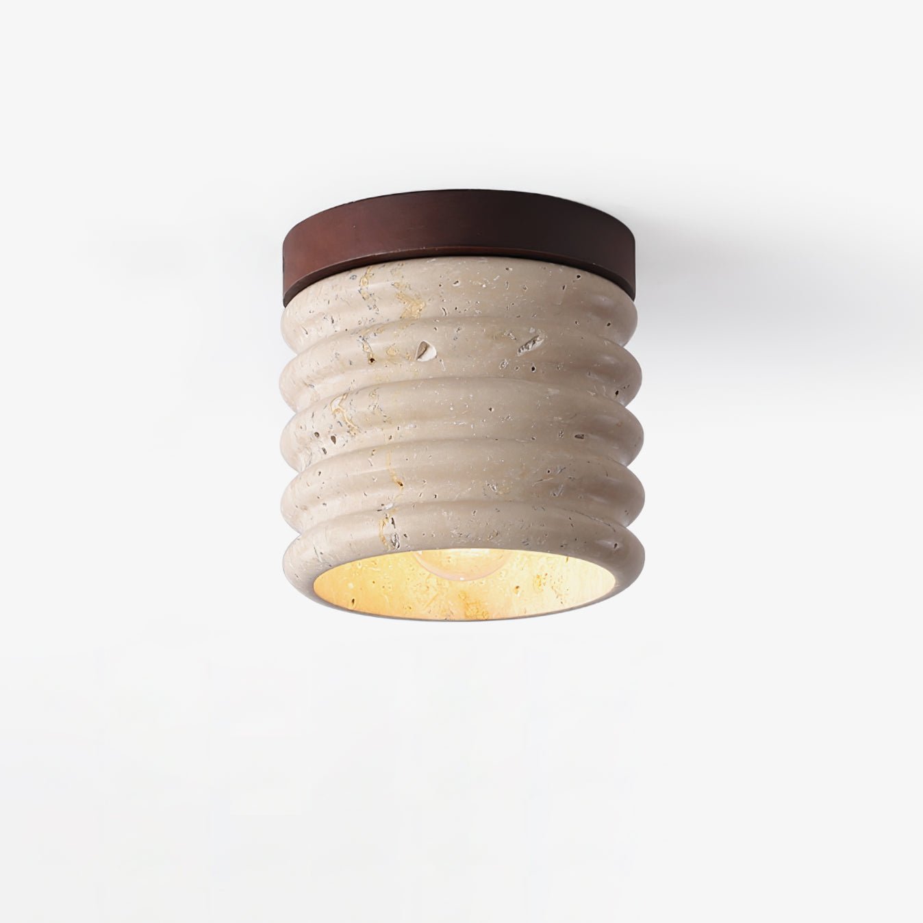 Vomaran Fluted Cylinder Travertine Ceiling Light-Neutral Decor